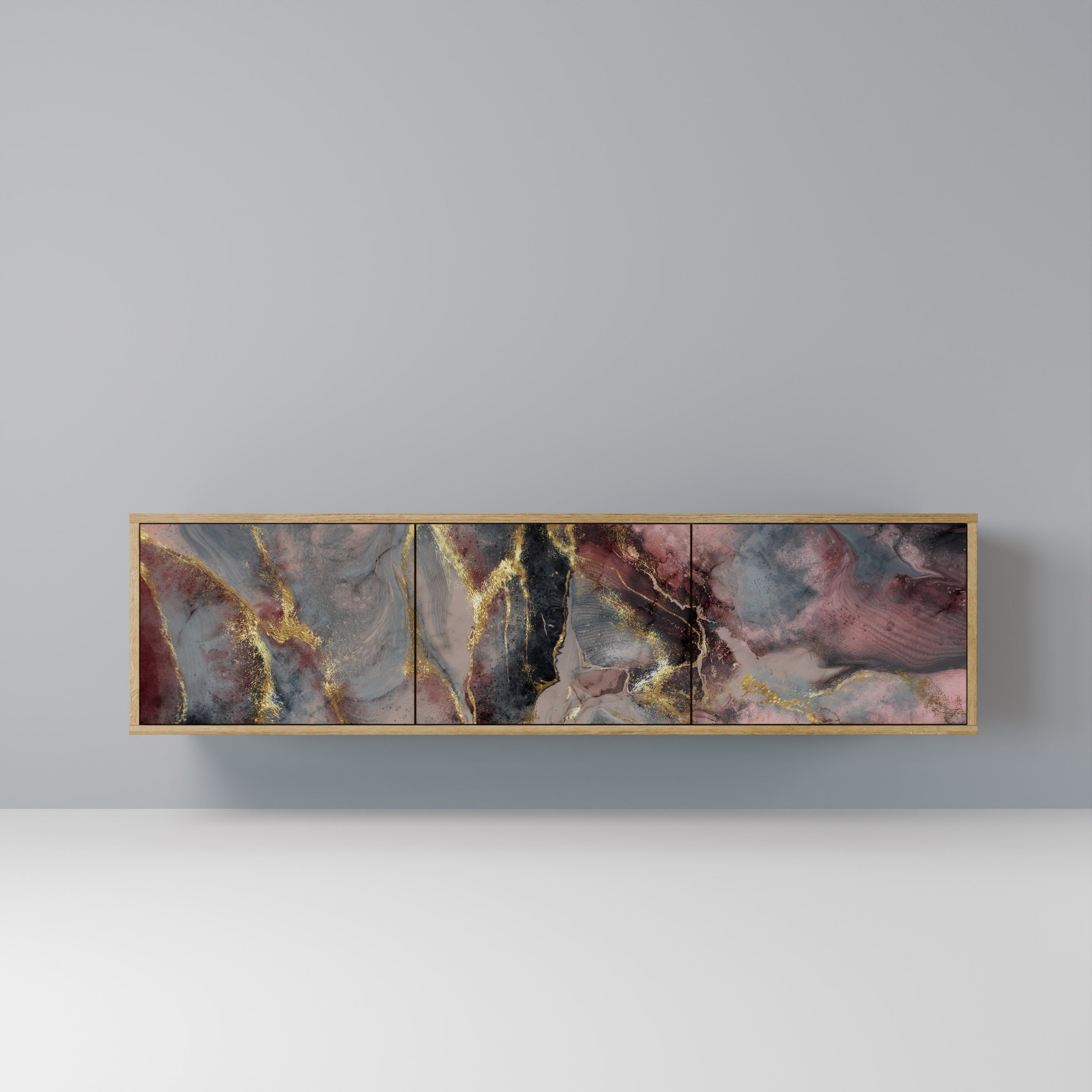 Meuble TV 3 portes GOLDEN TIDES effet chêne