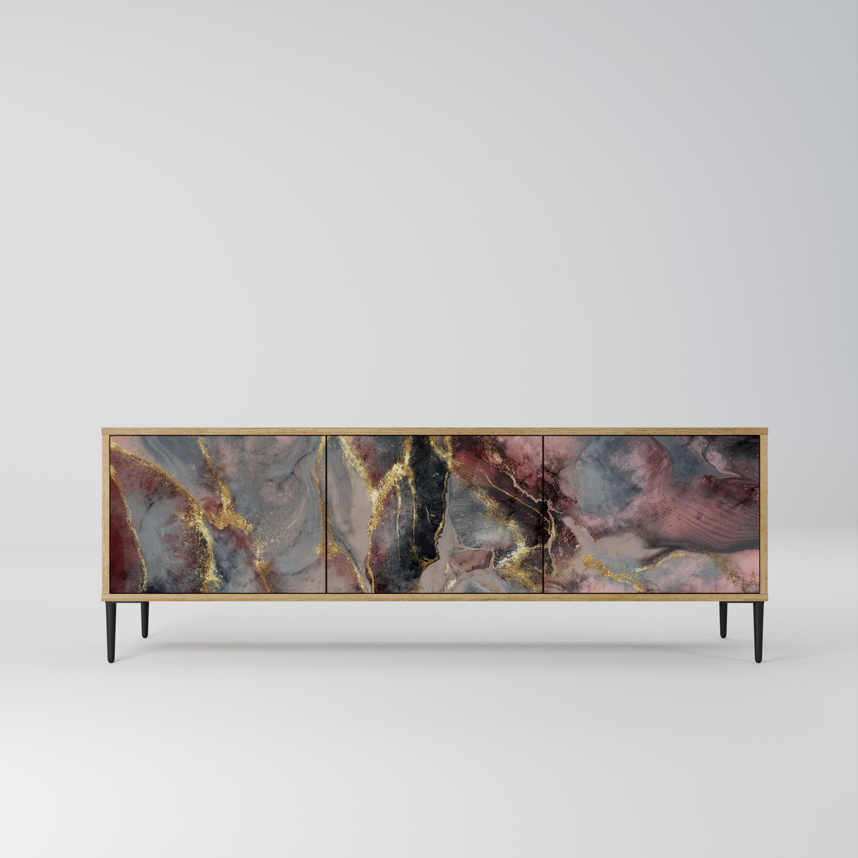 Meuble TV 3 portes GOLDEN TIDES effet chêne