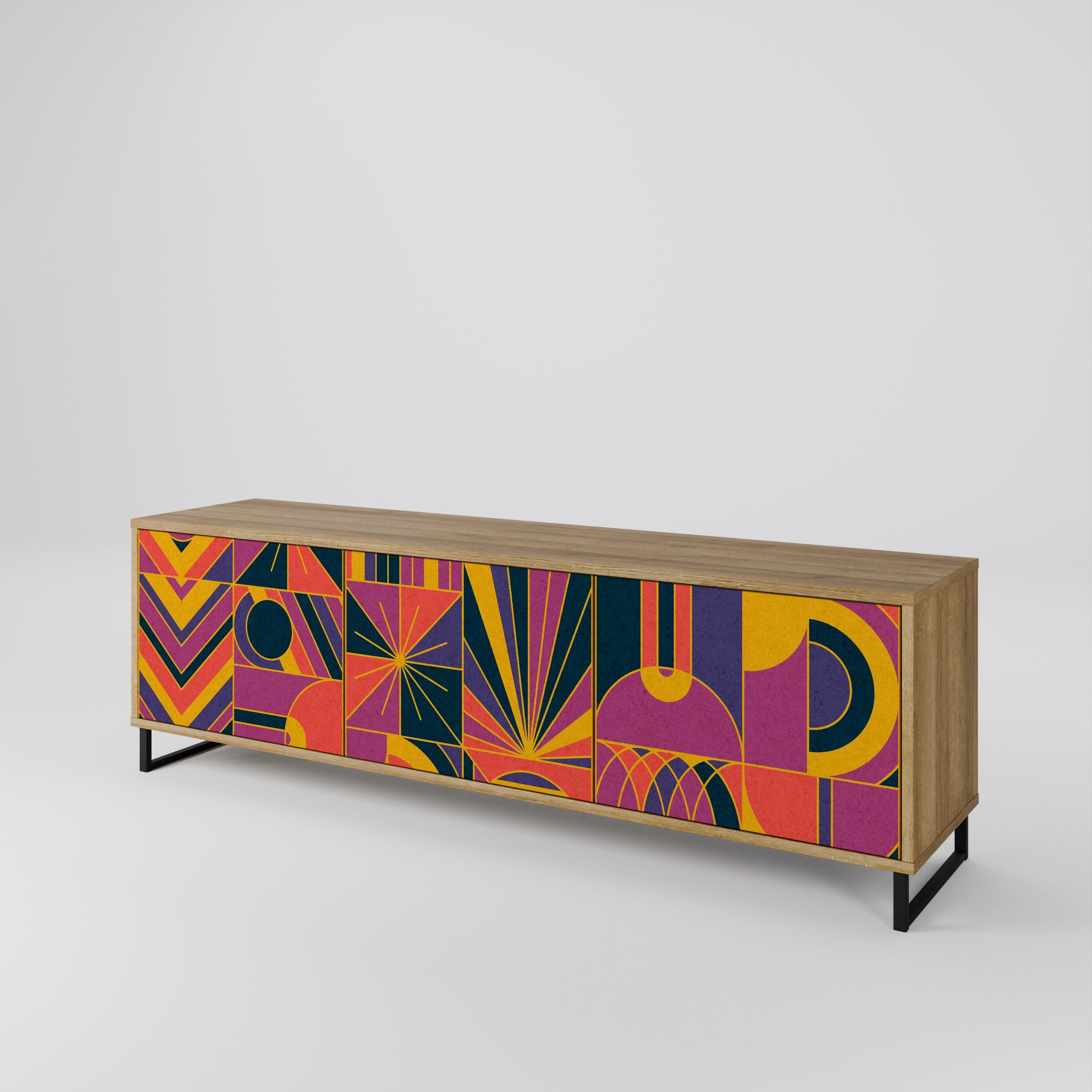 Meuble TV 3 portes ELECTRIC PATTERNS effet chêne