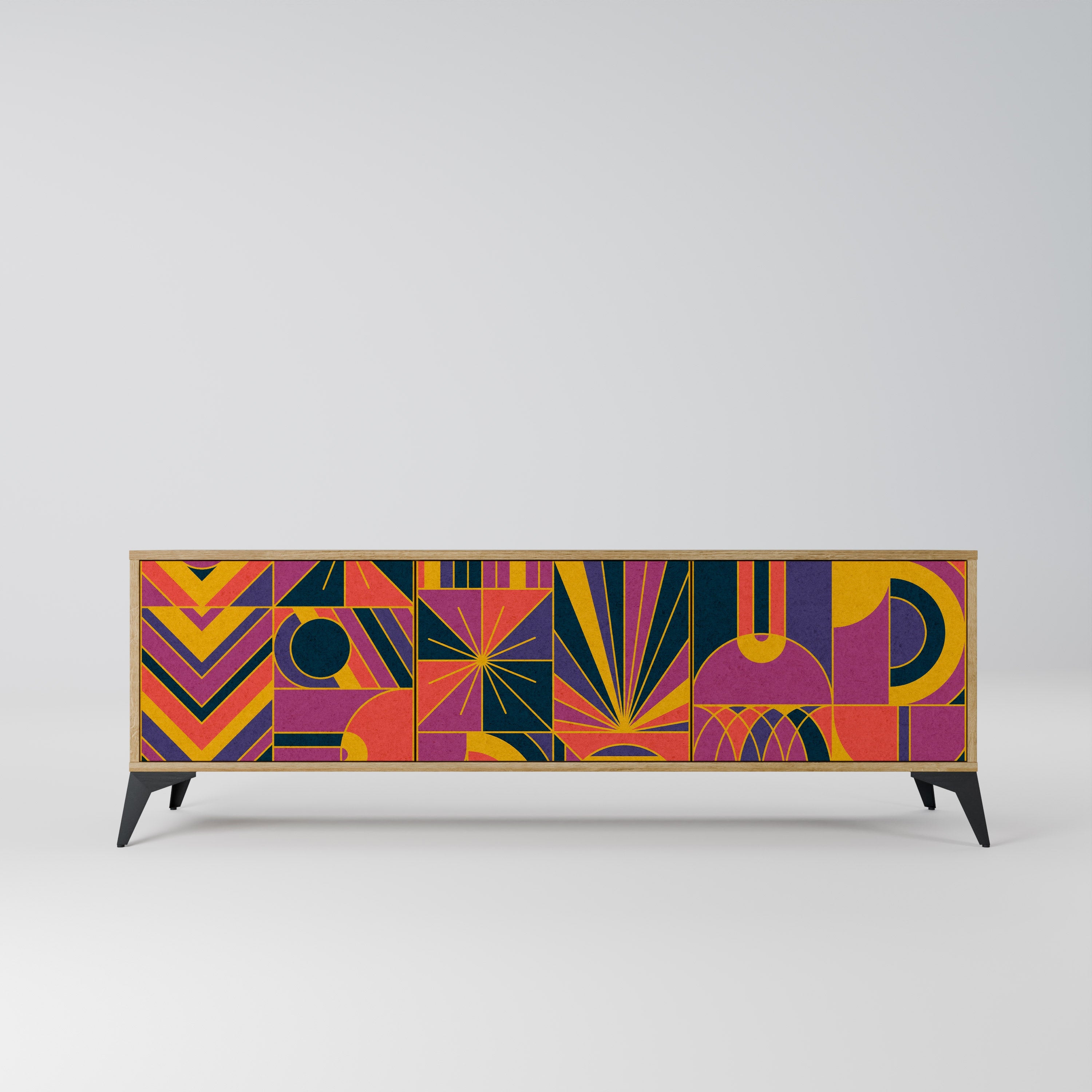 Meuble TV 3 portes ELECTRIC PATTERNS effet chêne