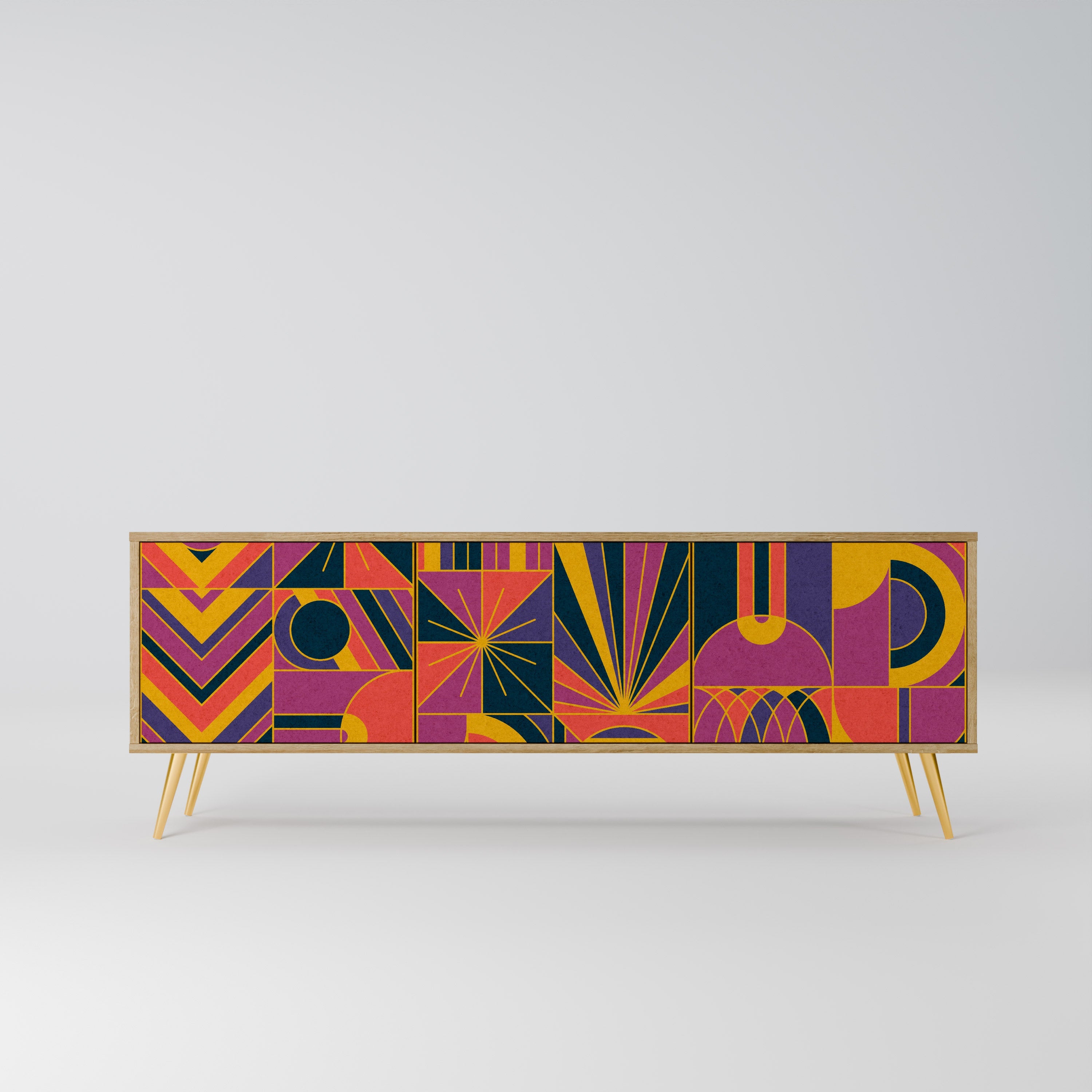 Meuble TV 3 portes ELECTRIC PATTERNS effet chêne