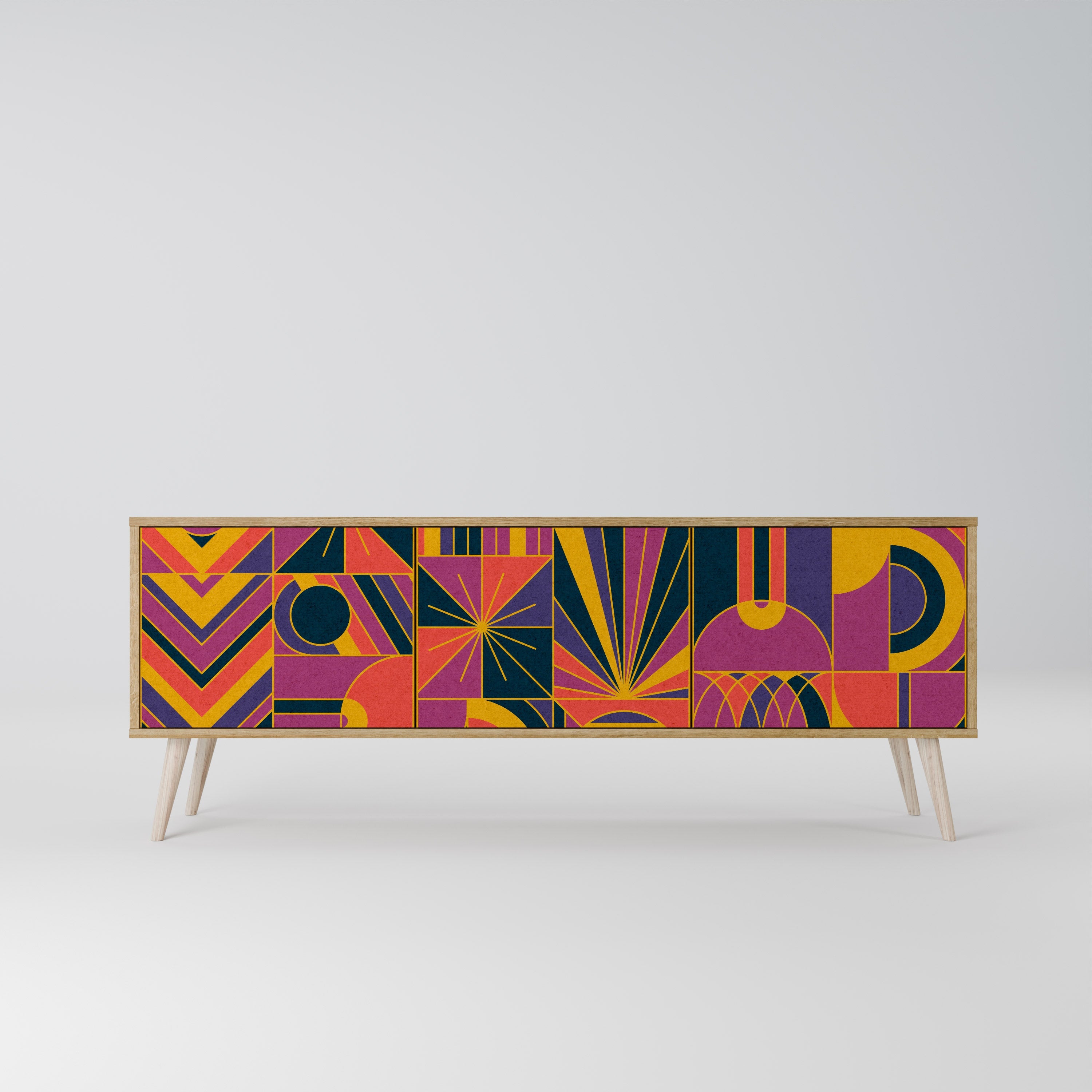 Meuble TV 3 portes ELECTRIC PATTERNS effet chêne