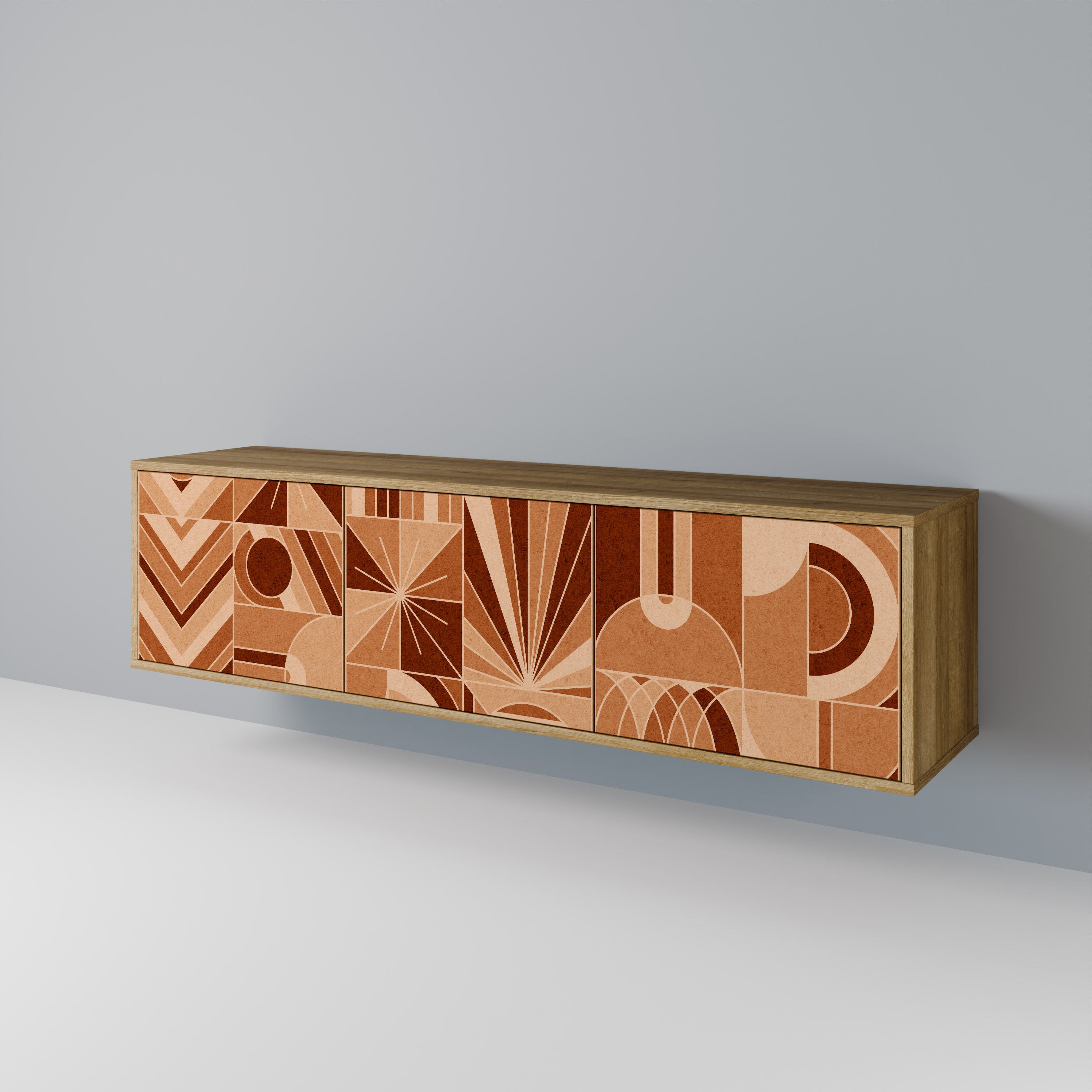 Meuble TV 3 portes PRISM MOSAIC effet chêne