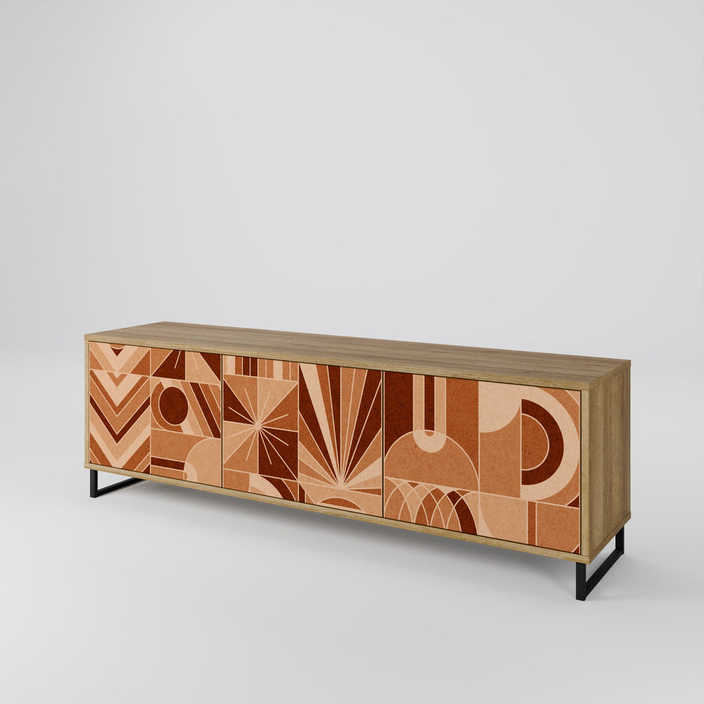 Meuble TV 3 portes PRISM MOSAIC effet chêne