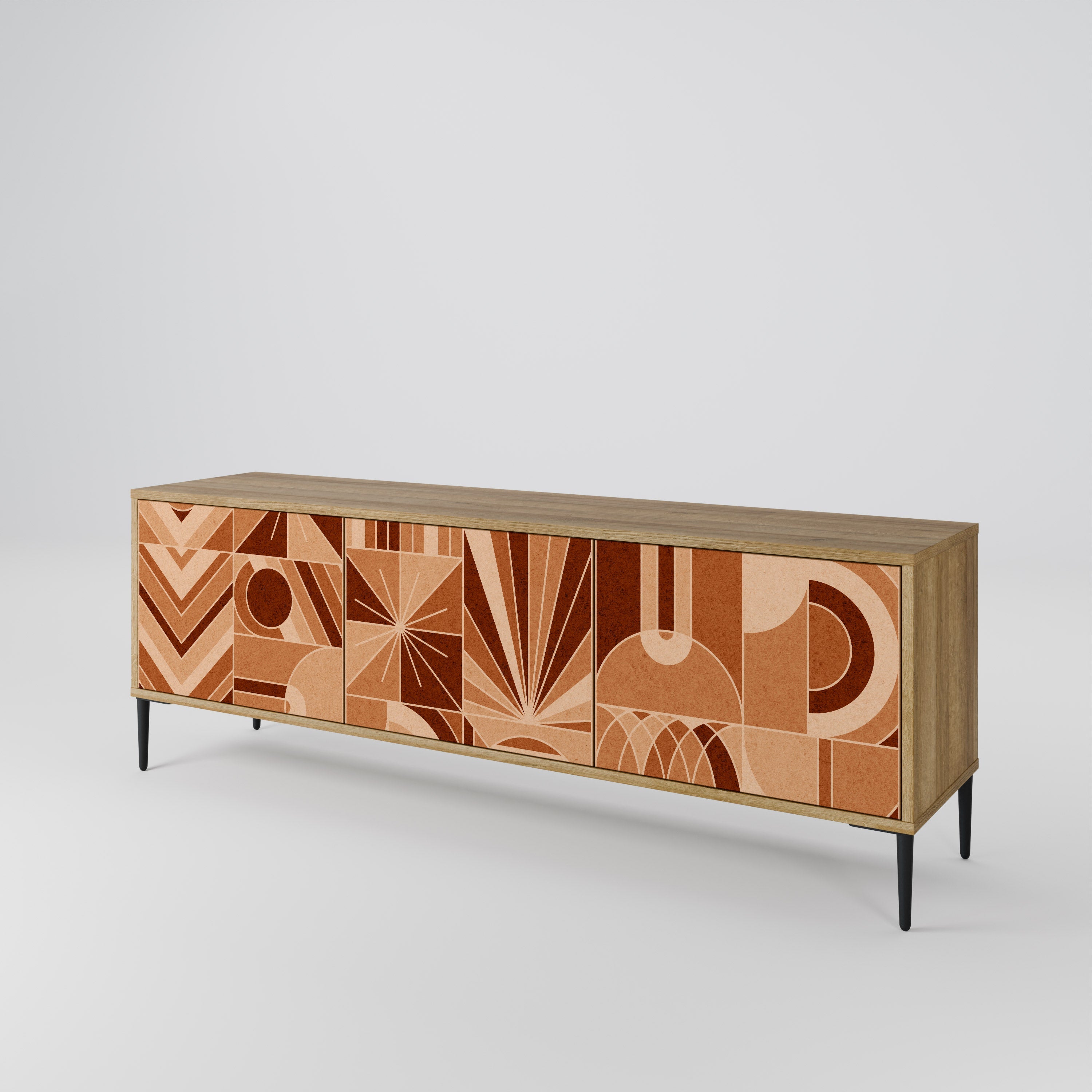 Meuble TV 3 portes PRISM MOSAIC effet chêne