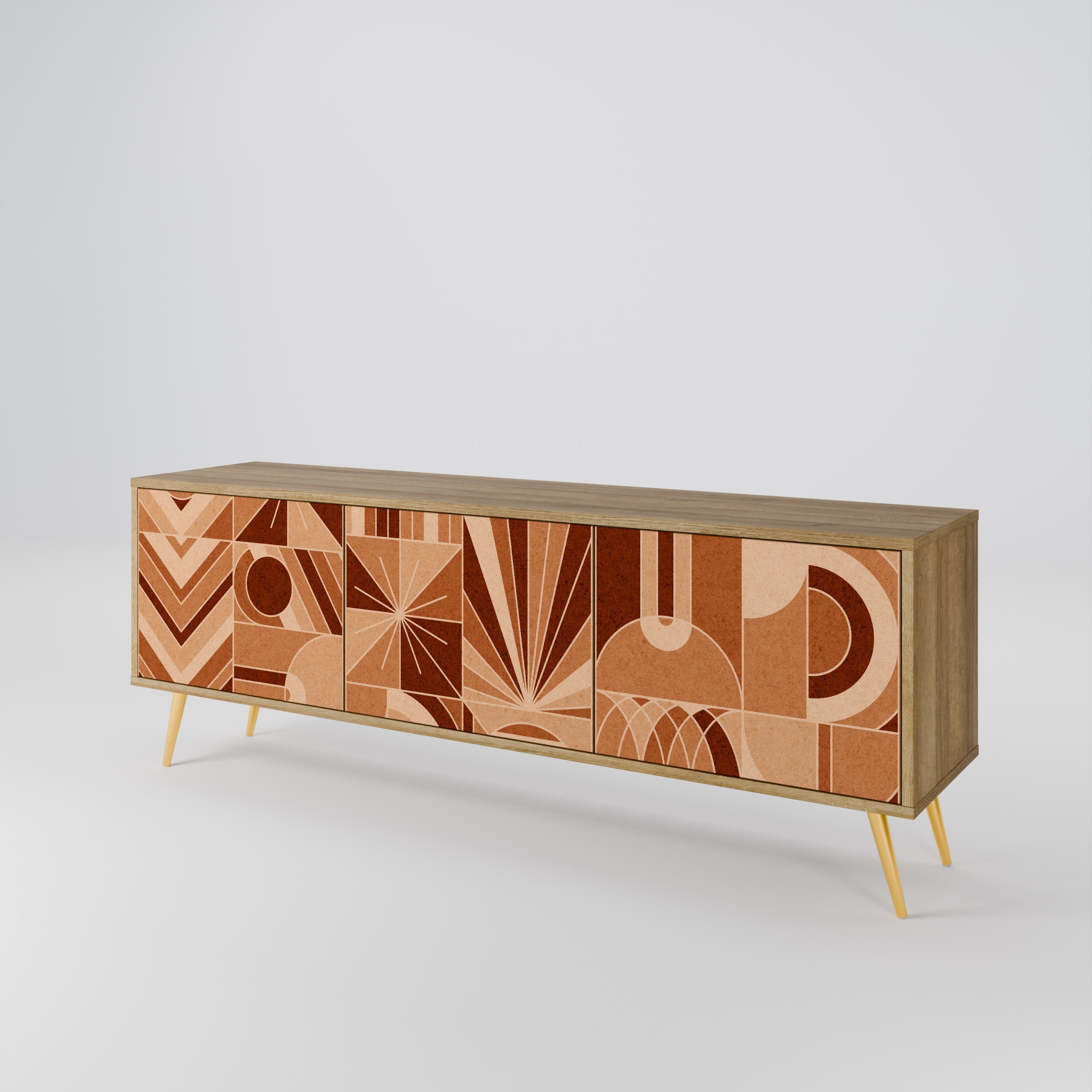 Meuble TV 3 portes PRISM MOSAIC effet chêne