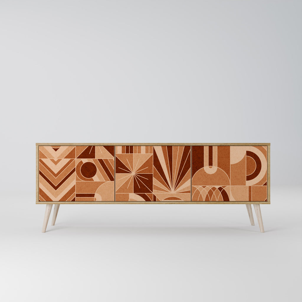 Meuble TV 3 portes PRISM MOSAIC effet chêne