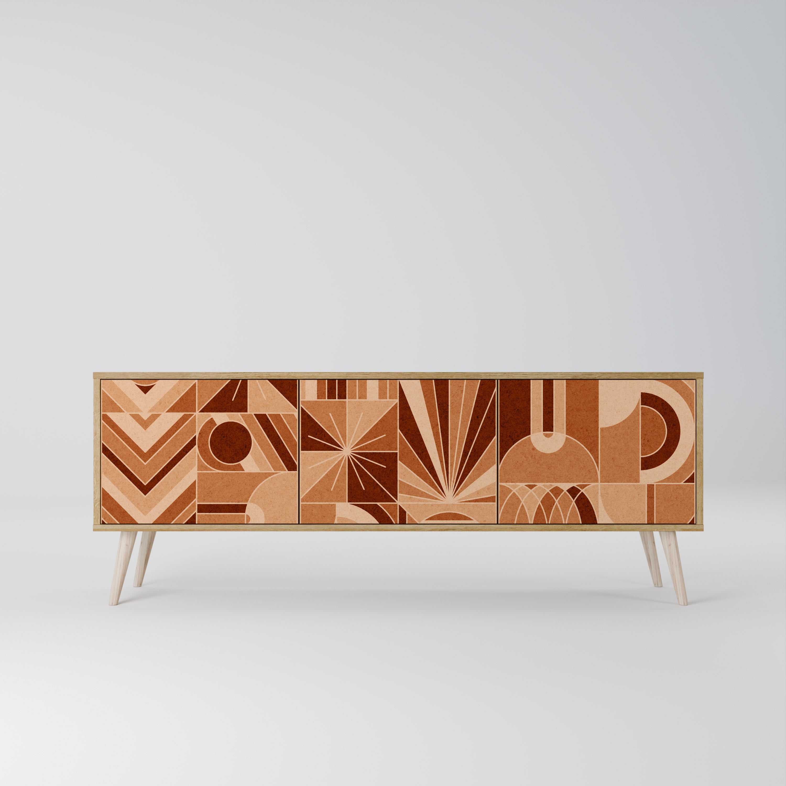 Meuble TV 3 portes PRISM MOSAIC effet chêne