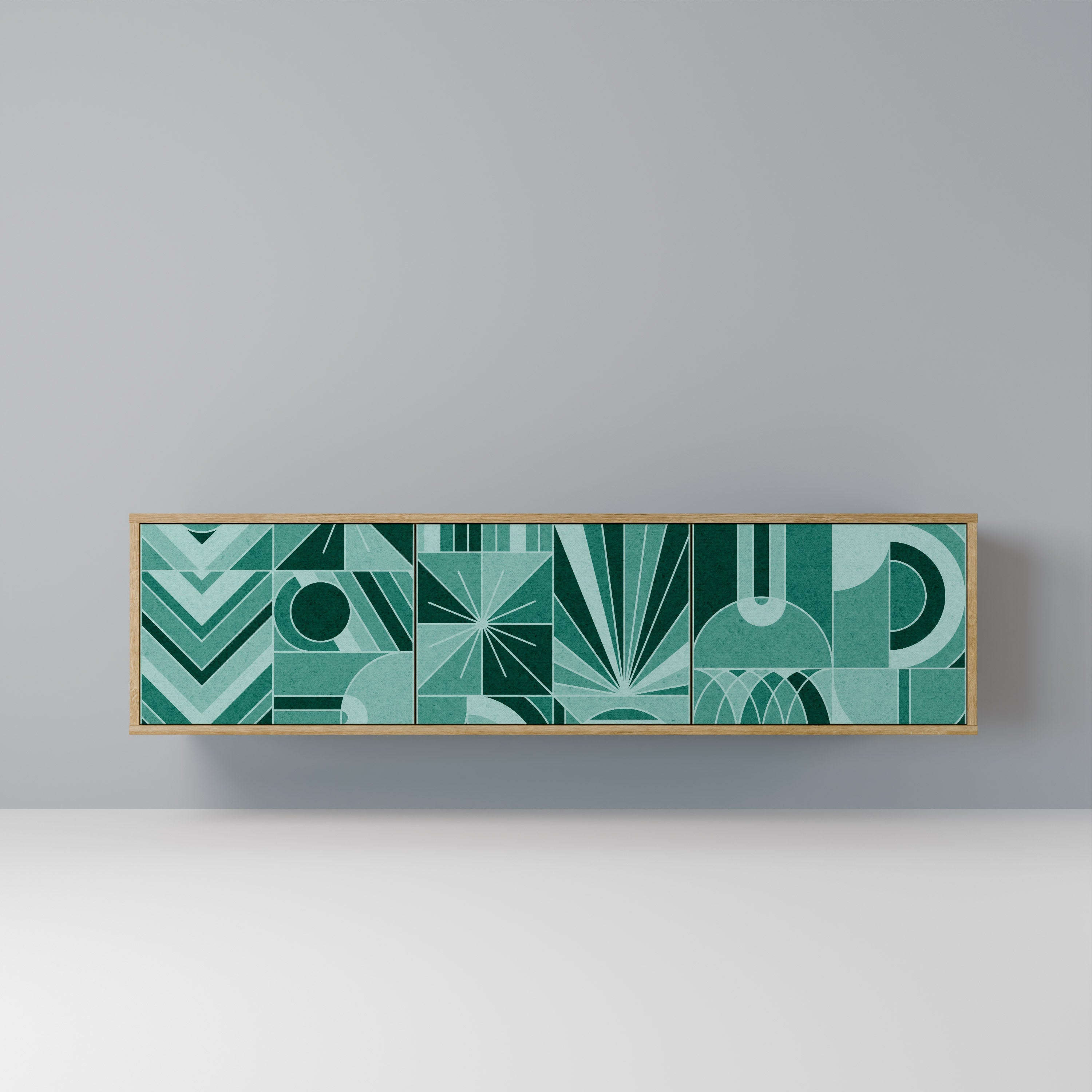 Meuble TV 3 portes HARMONIC GRID effet chêne