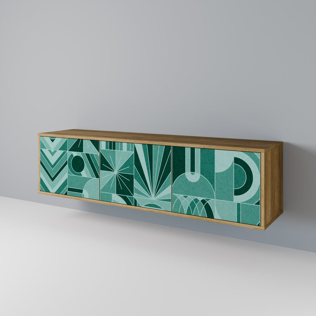 Meuble TV 3 portes HARMONIC GRID effet chêne