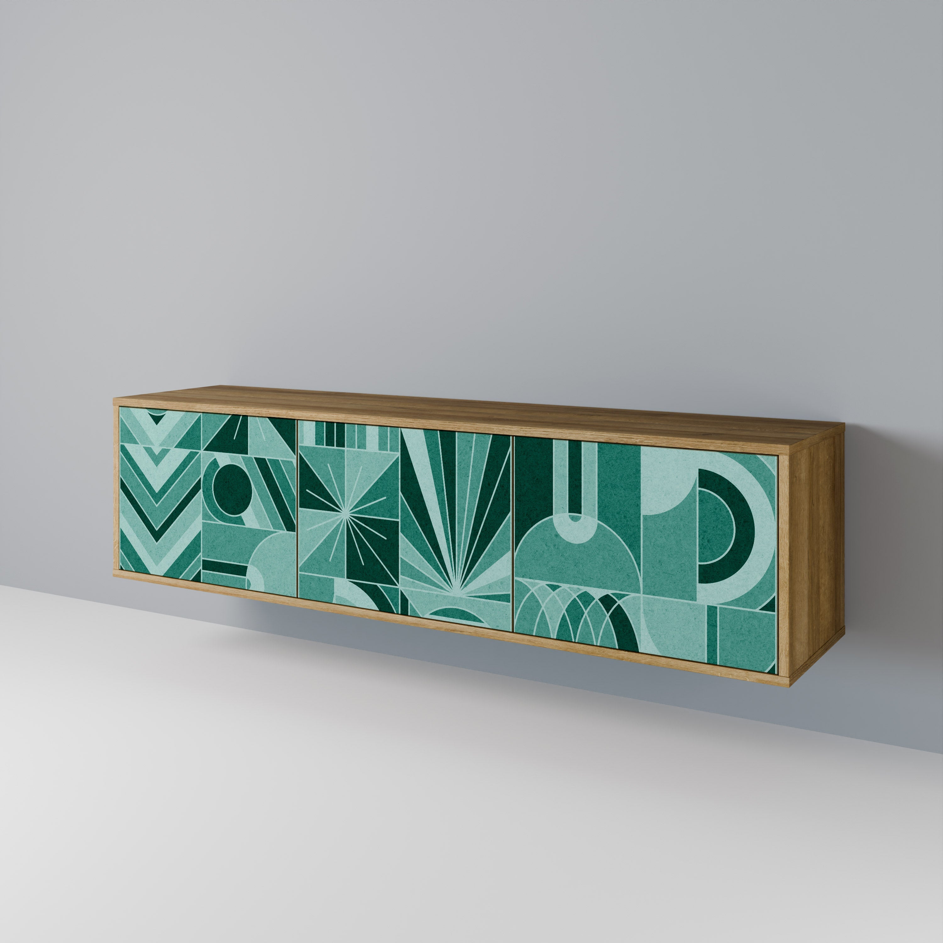 Meuble TV 3 portes HARMONIC GRID effet chêne