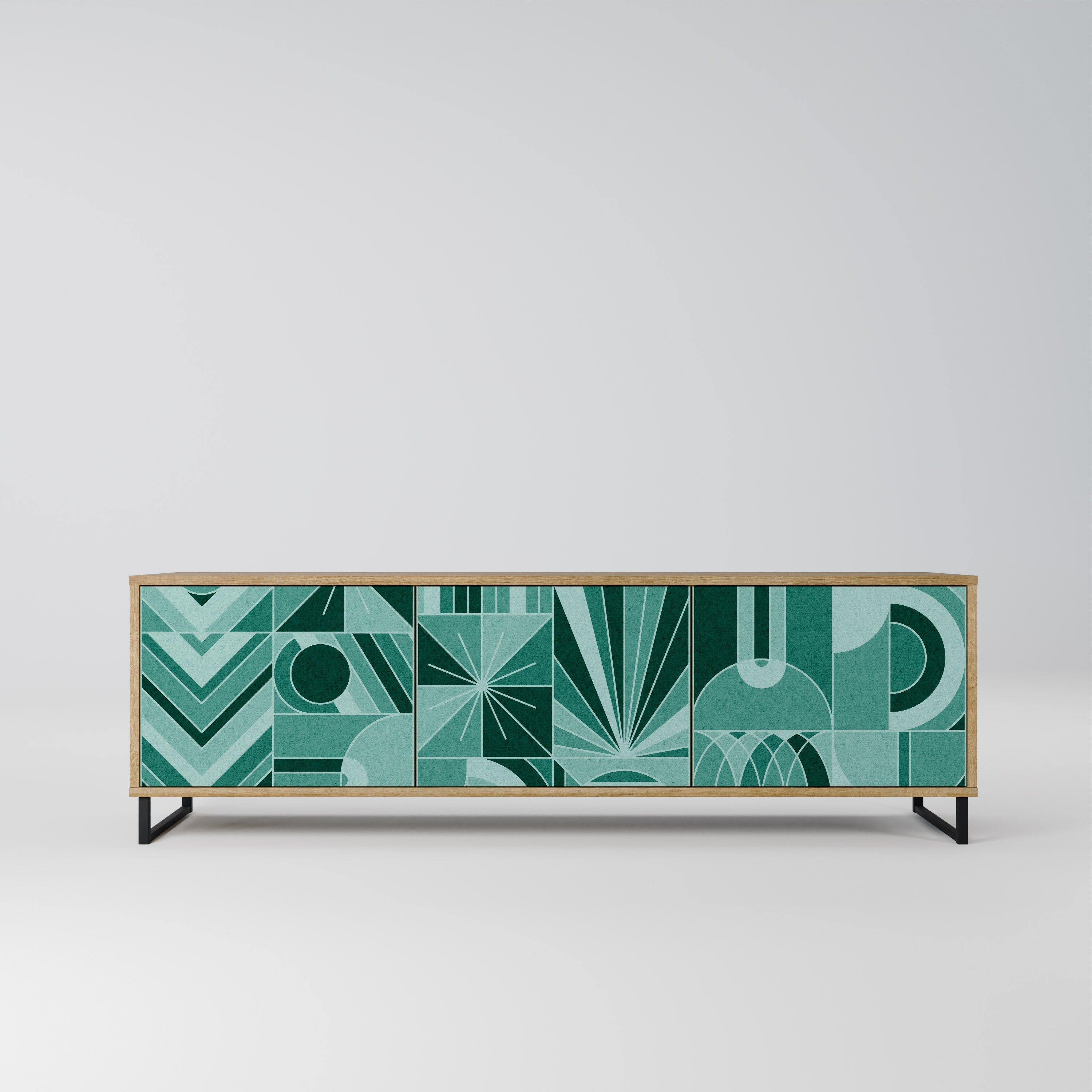 Meuble TV 3 portes HARMONIC GRID effet chêne