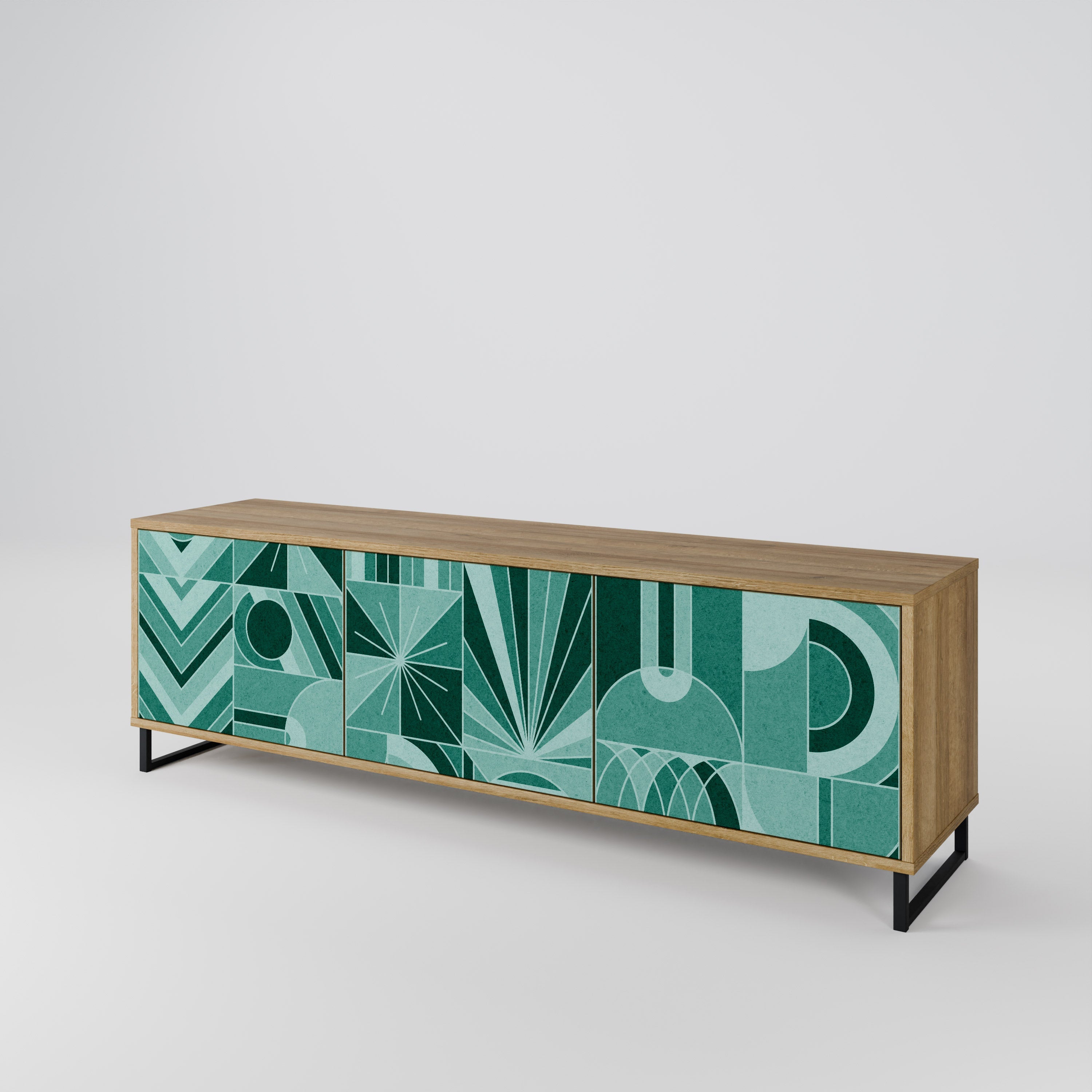 Meuble TV 3 portes HARMONIC GRID effet chêne