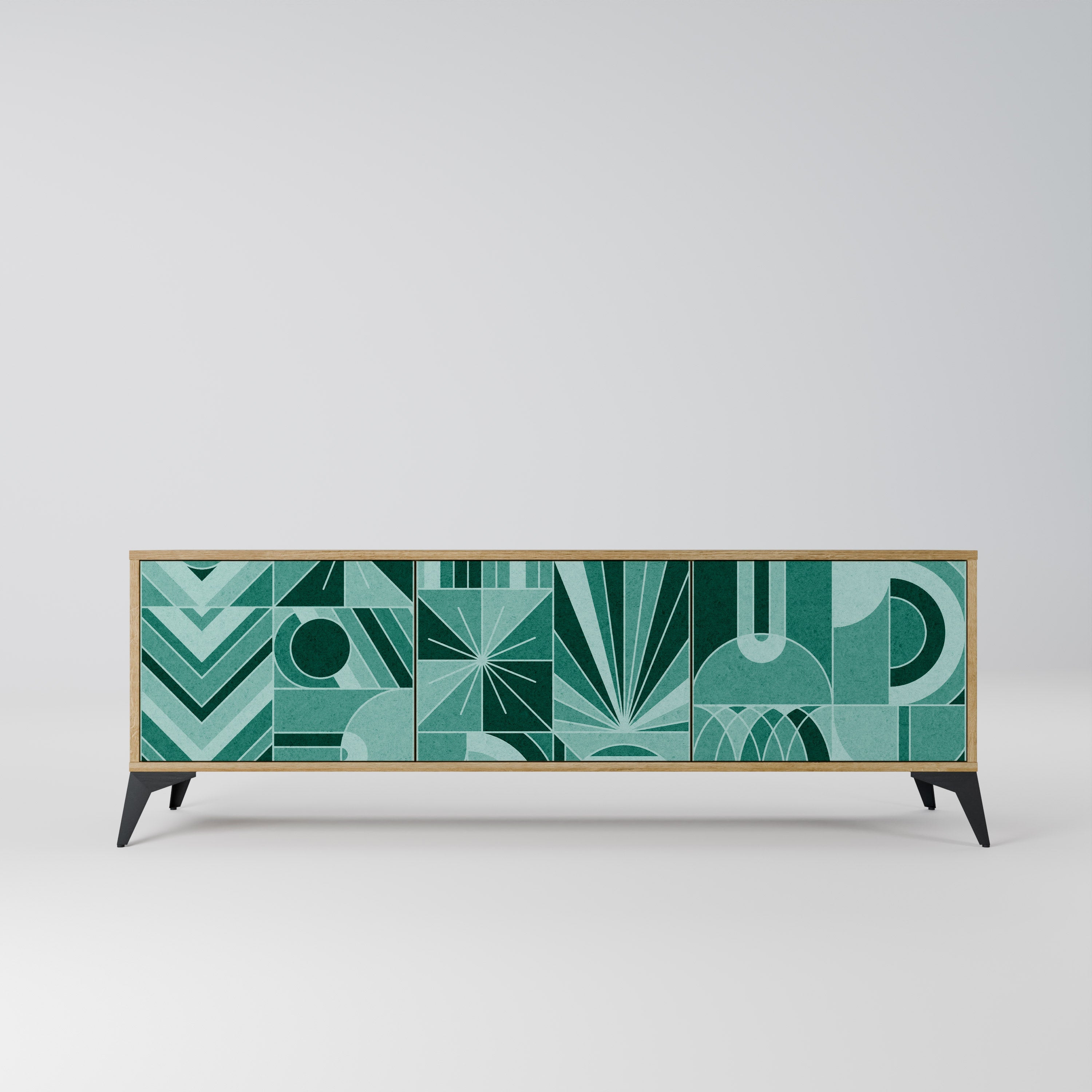 Meuble TV 3 portes HARMONIC GRID effet chêne