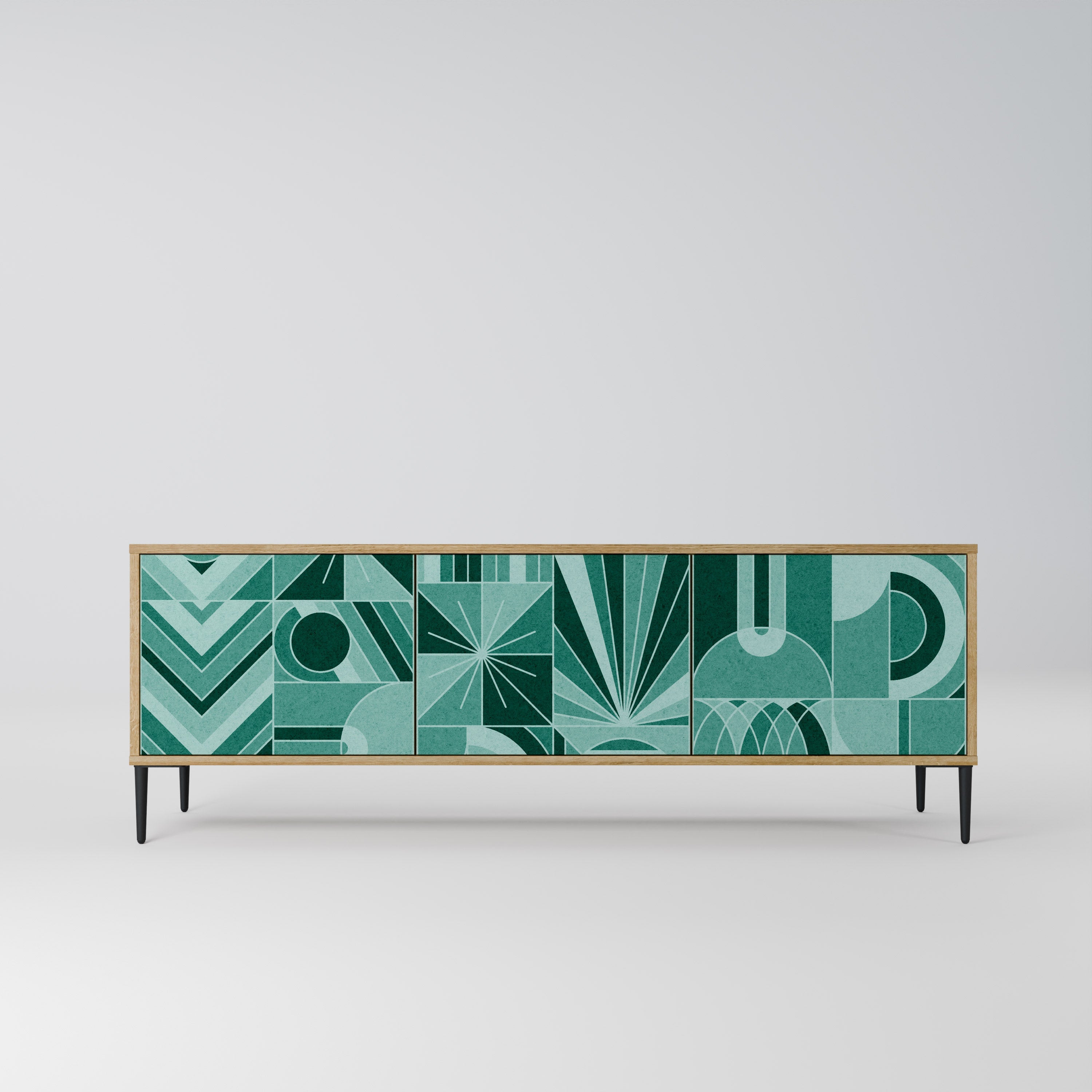 Meuble TV 3 portes HARMONIC GRID effet chêne