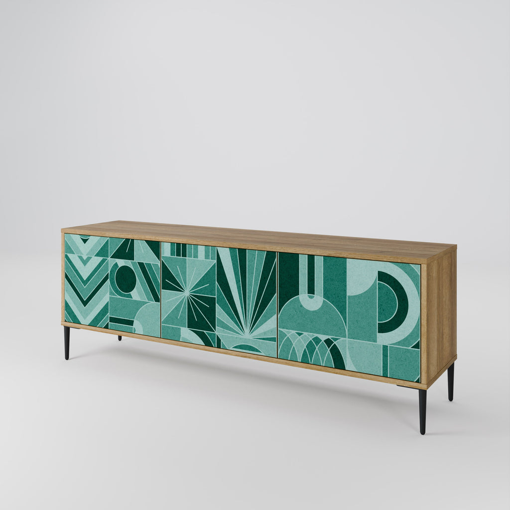 Meuble TV 3 portes HARMONIC GRID effet chêne