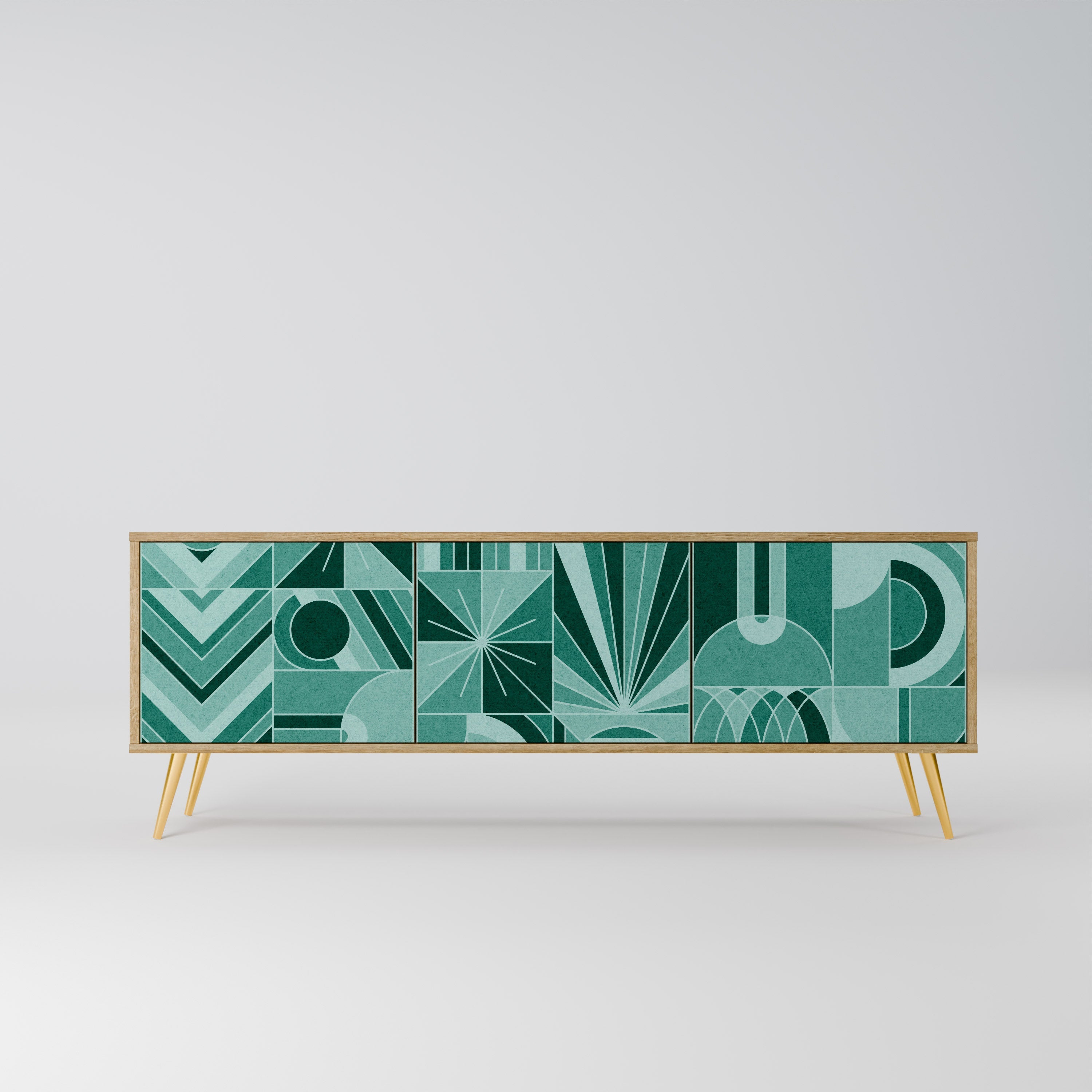 Meuble TV 3 portes HARMONIC GRID effet chêne