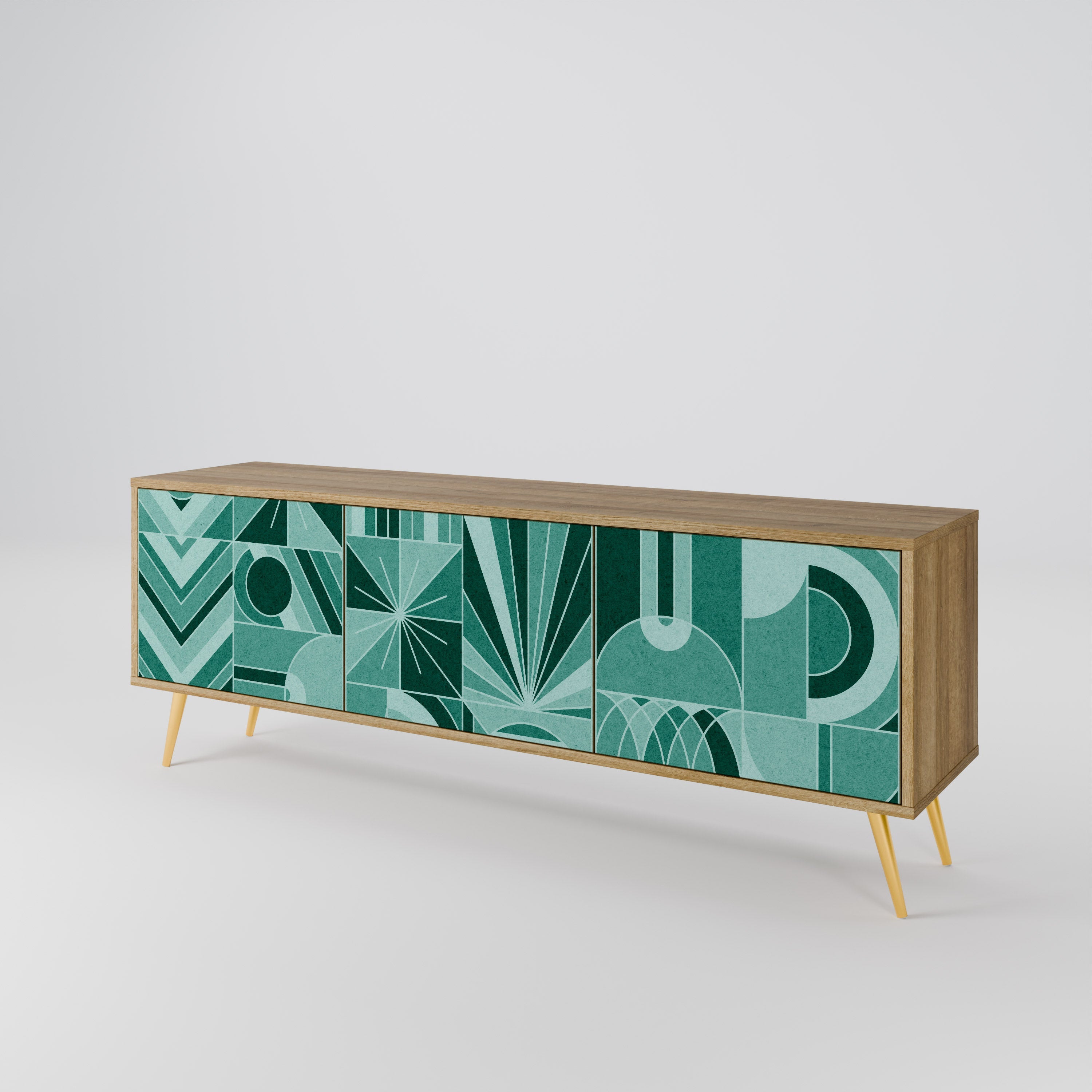 Meuble TV 3 portes HARMONIC GRID effet chêne