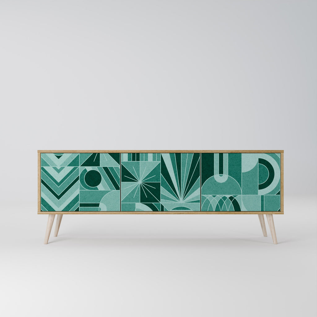 Meuble TV 3 portes HARMONIC GRID effet chêne