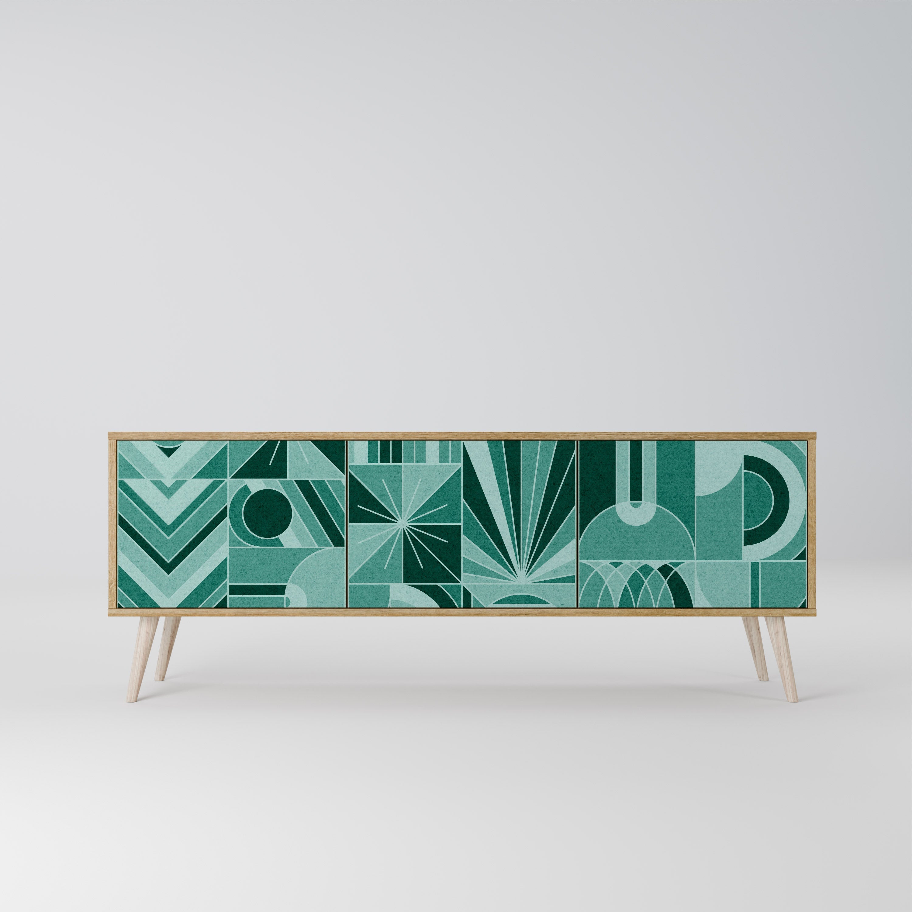 Meuble TV 3 portes HARMONIC GRID effet chêne