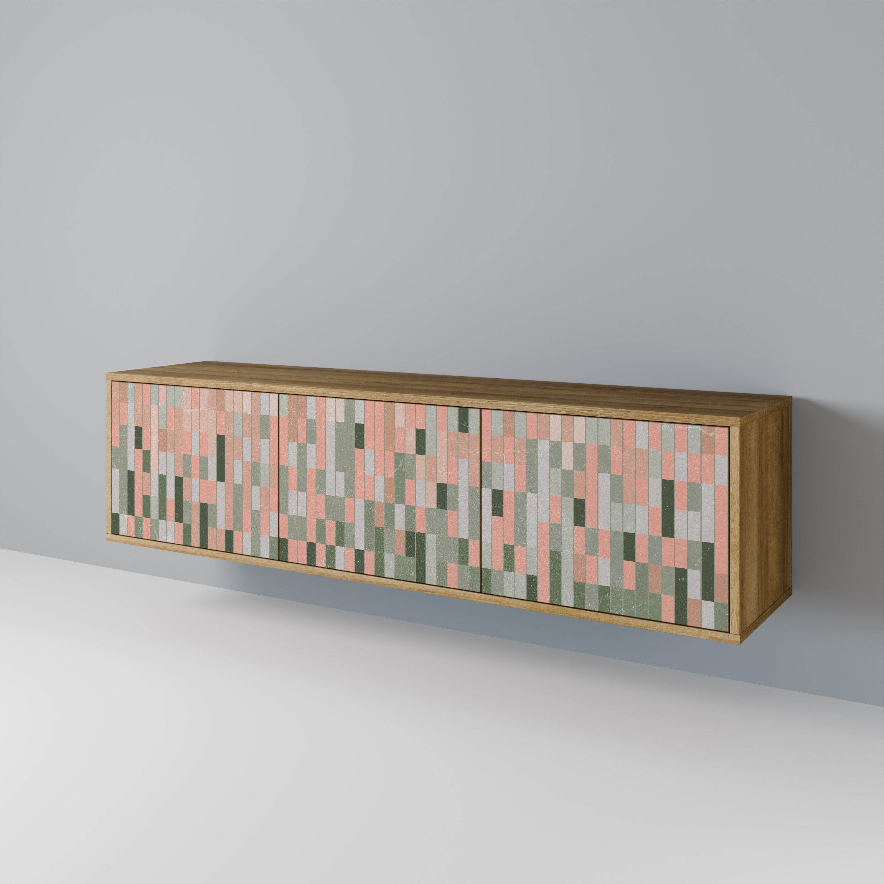 CONSTRUIRE L'AVENIR Meuble TV 3 portes effet chêne