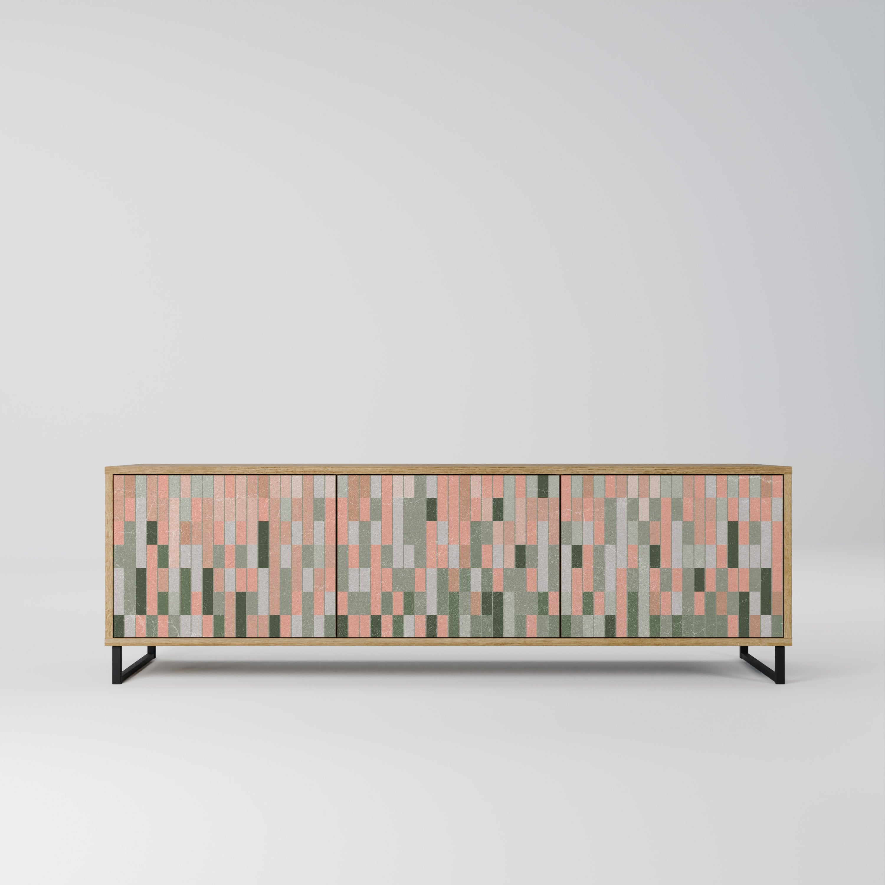 CONSTRUIRE L'AVENIR Meuble TV 3 portes effet chêne