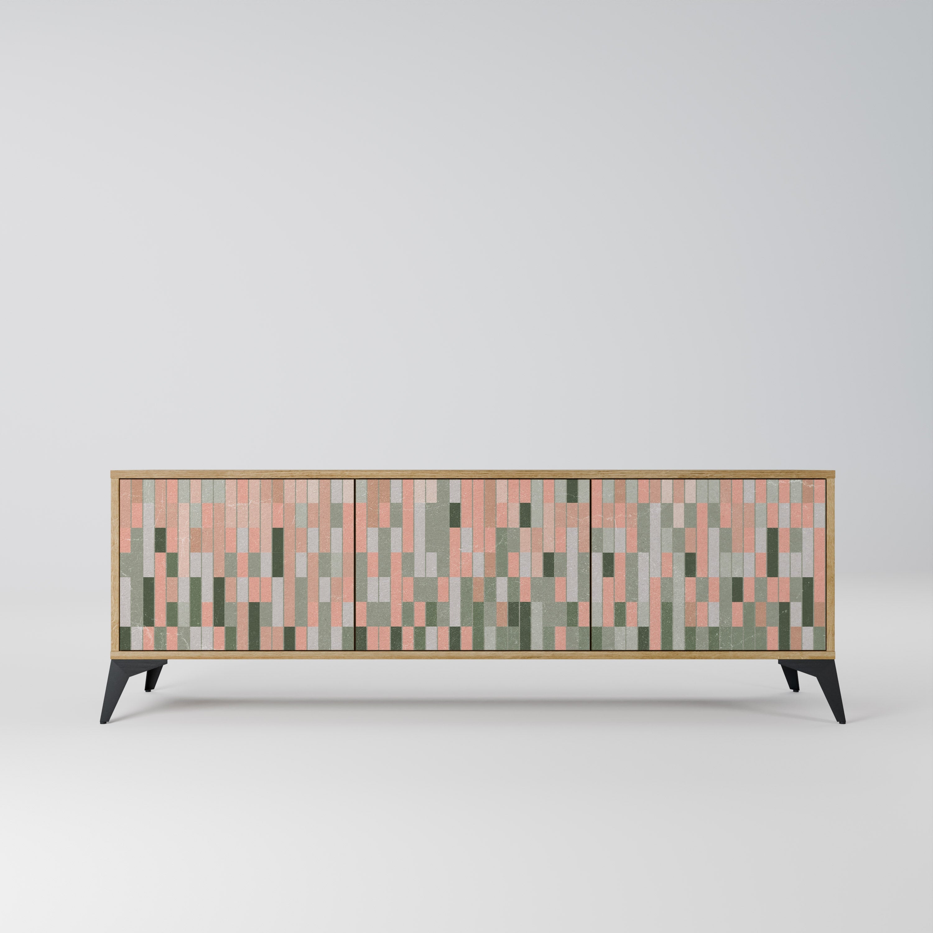 CONSTRUIRE L'AVENIR Meuble TV 3 portes effet chêne