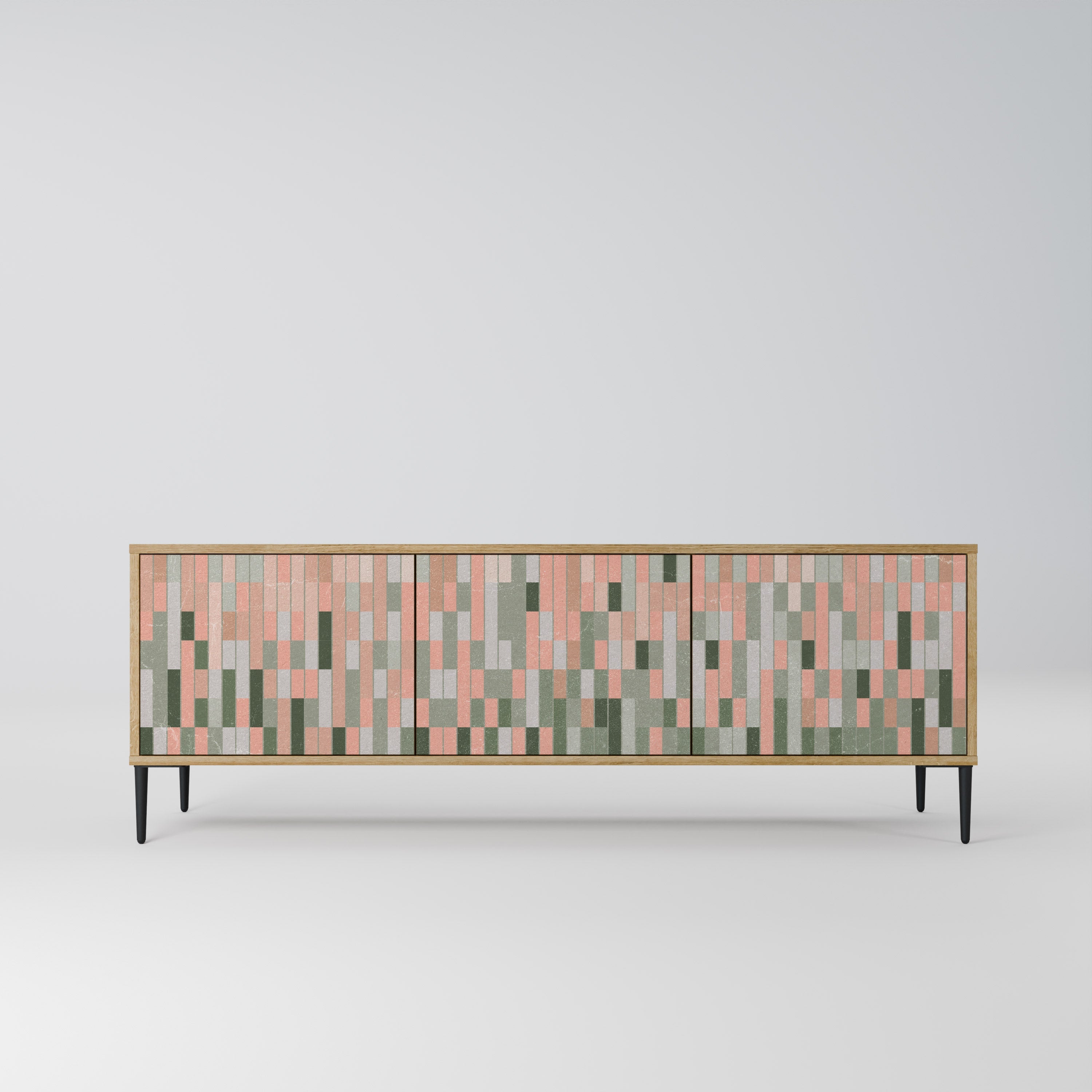 CONSTRUIRE L'AVENIR Meuble TV 3 portes effet chêne