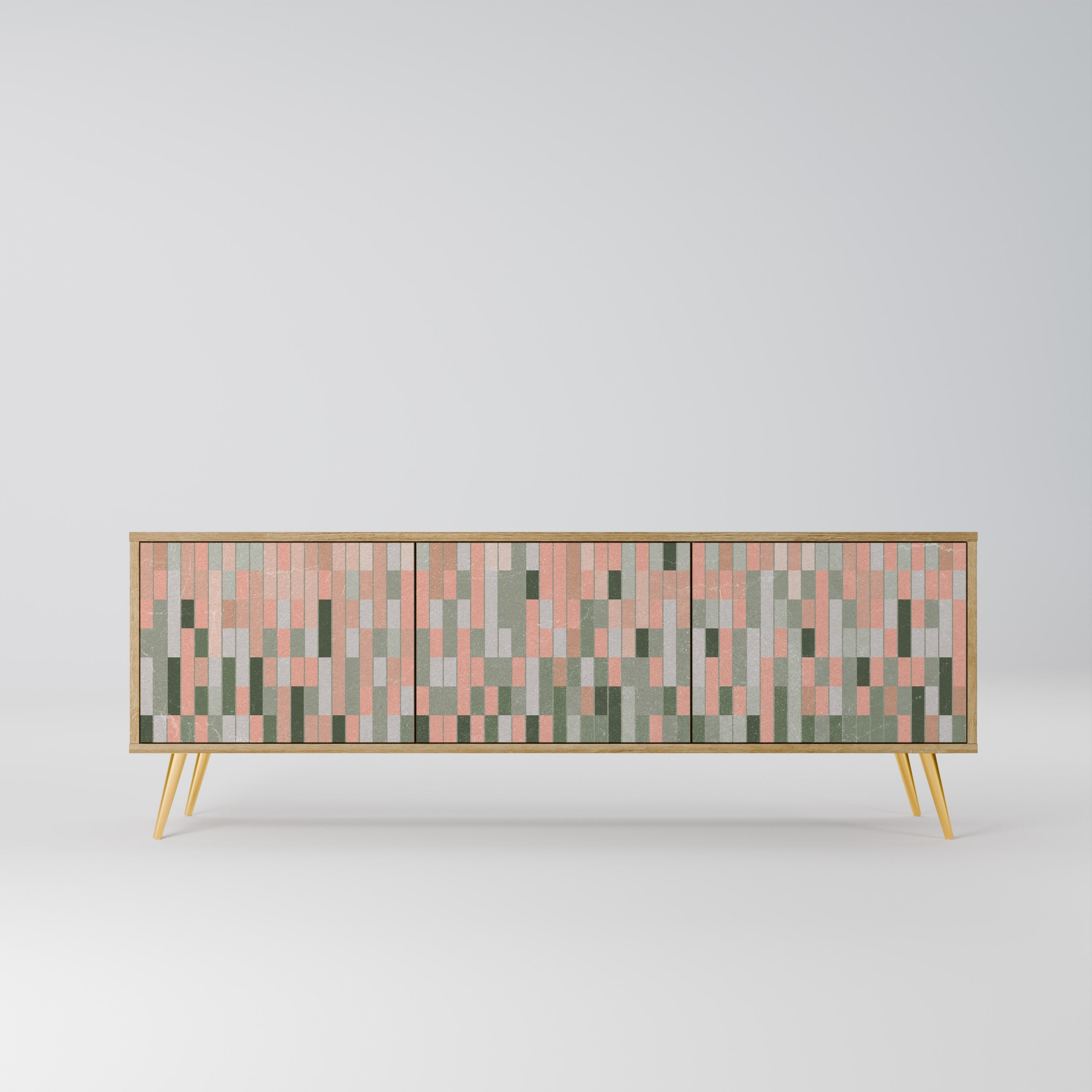 CONSTRUIRE L'AVENIR Meuble TV 3 portes effet chêne