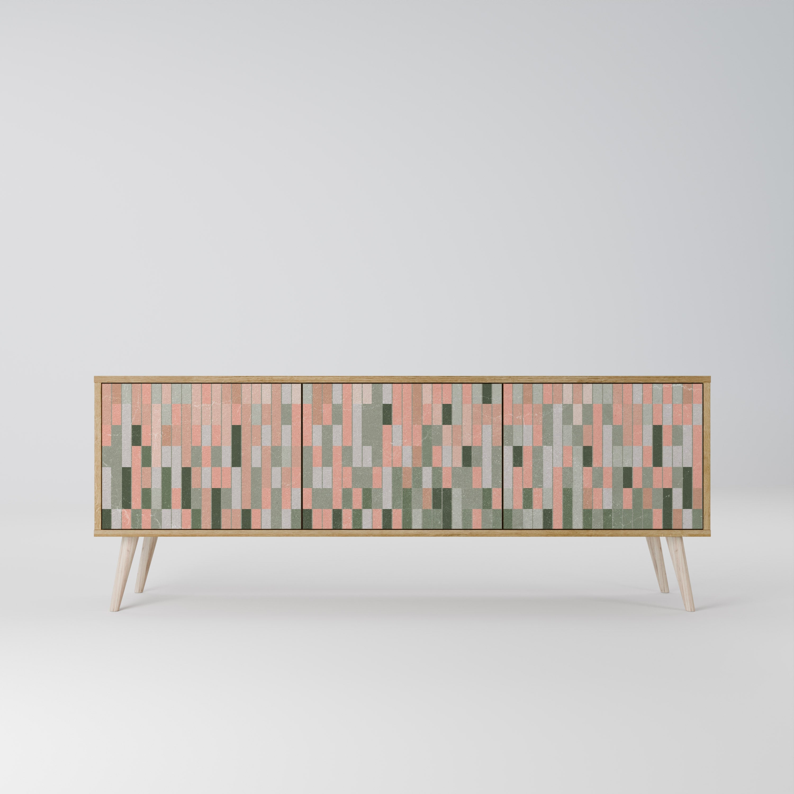 CONSTRUIRE L'AVENIR Meuble TV 3 portes effet chêne