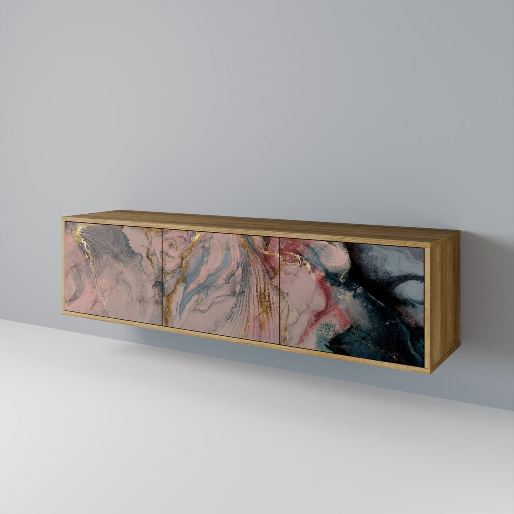 GILDED SWIRLS 3-Door TV Stand in Oak Effect