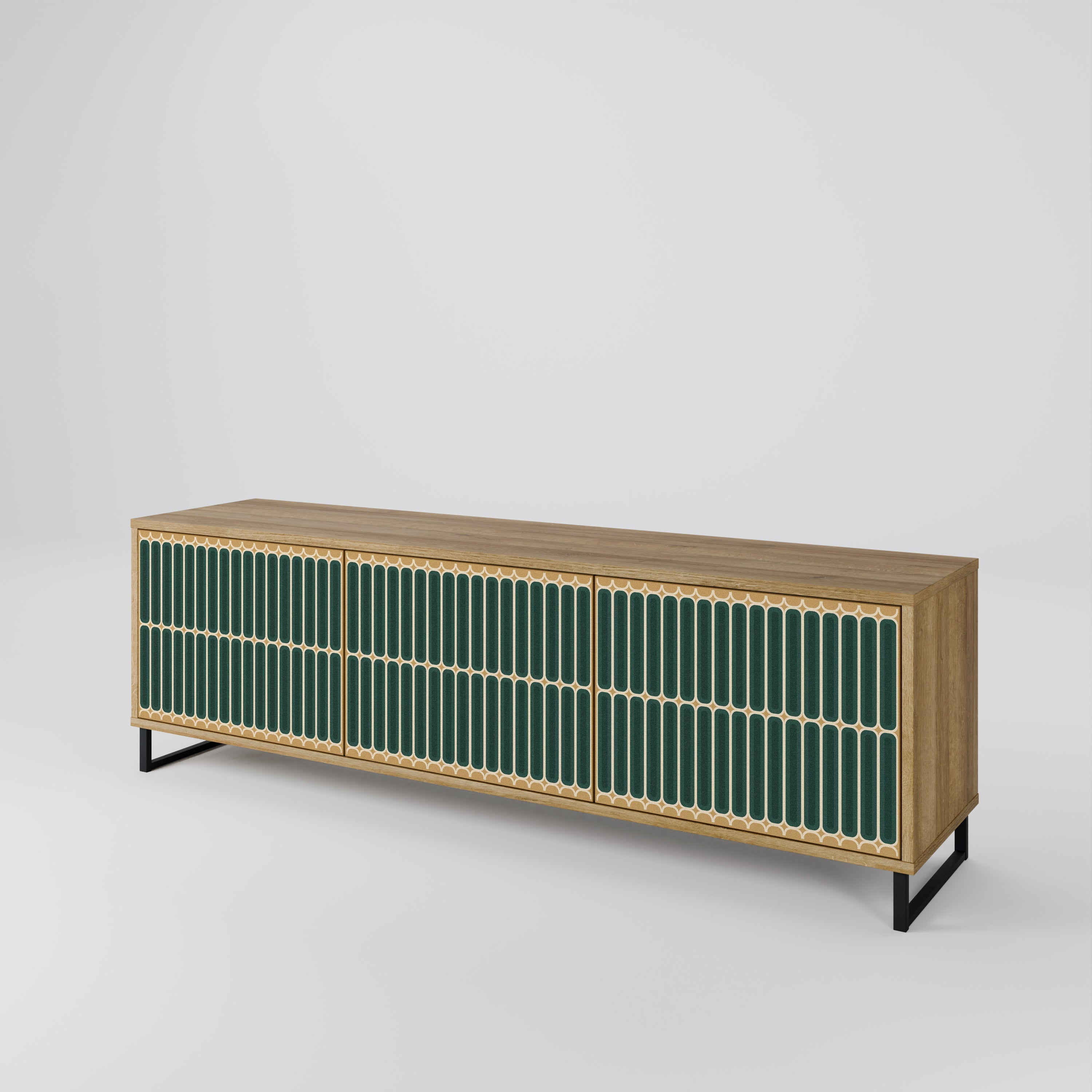 Meuble TV 3 portes ILUSION GATE effet chêne