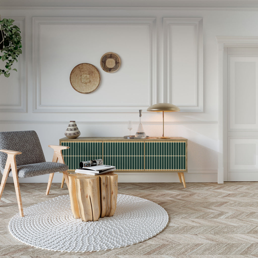 Meuble TV 3 portes ILUSION GATE effet chêne