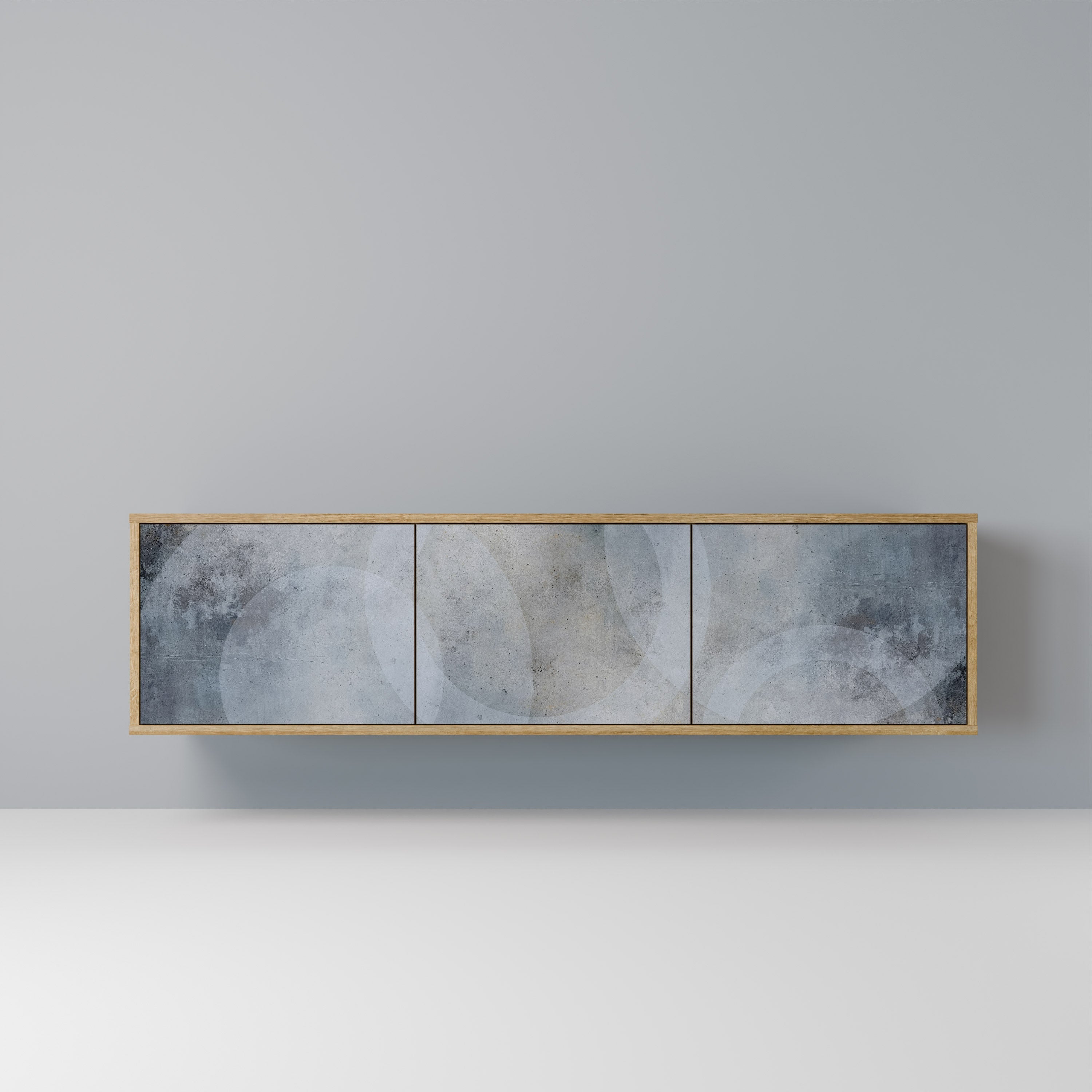 Meuble TV 3 portes MUTED ARC effet chêne