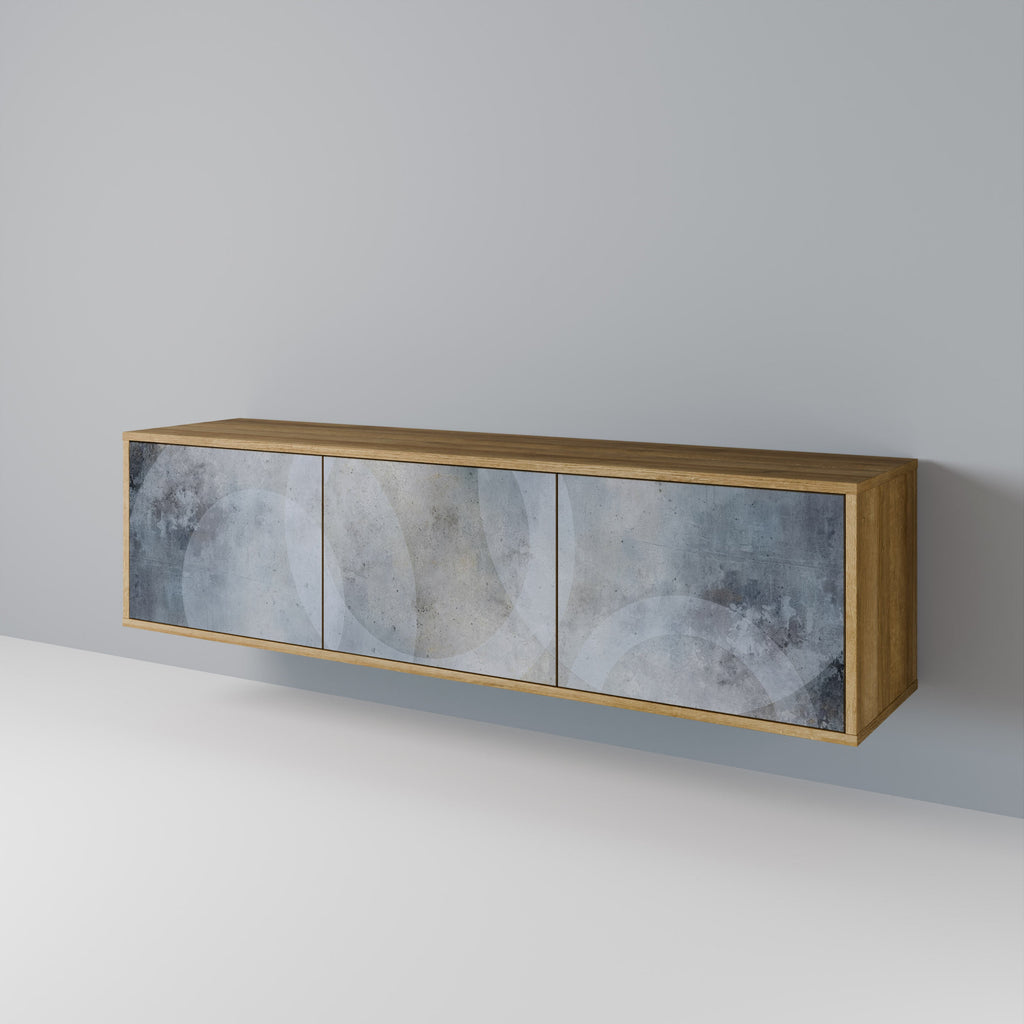 Meuble TV 3 portes MUTED ARC effet chêne