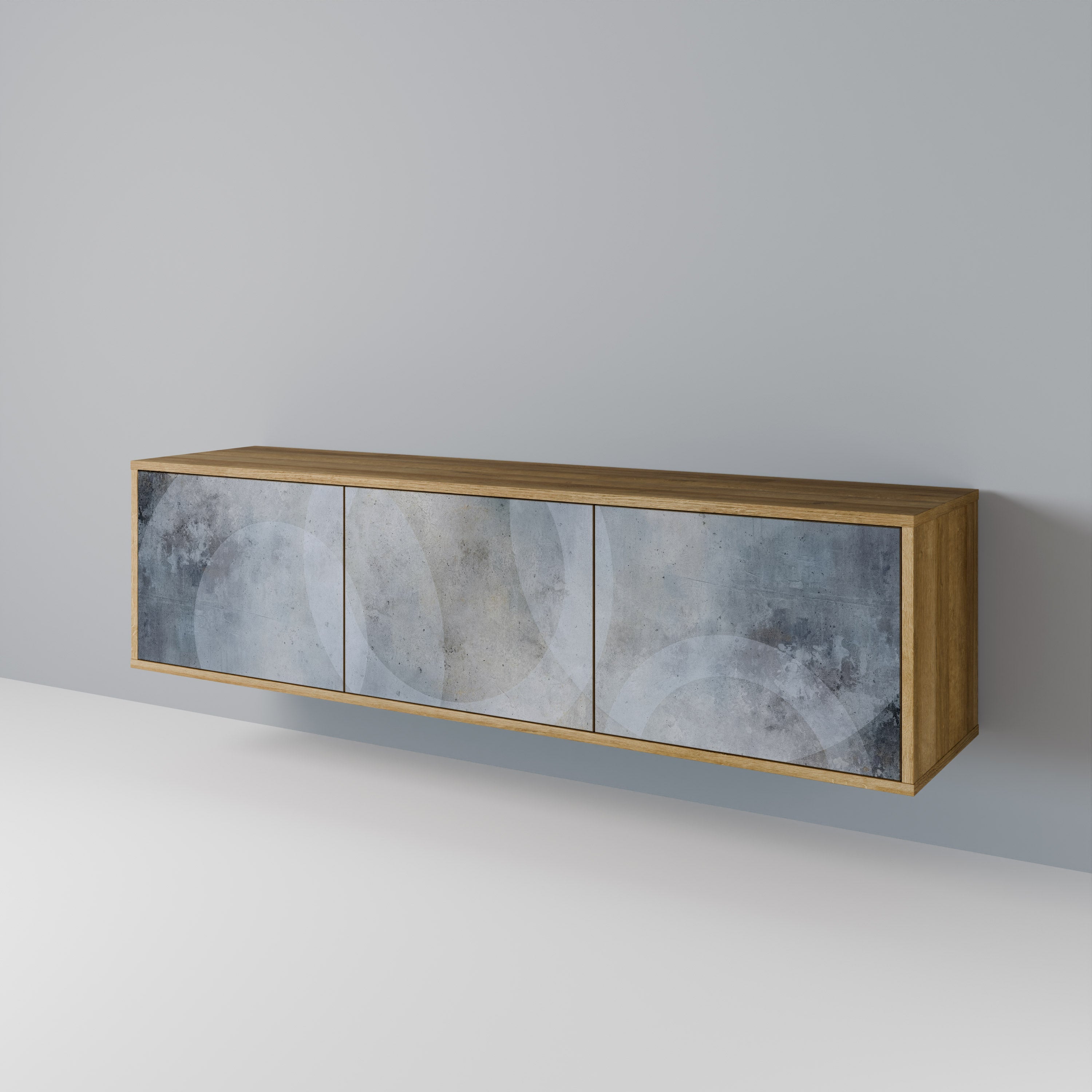 Meuble TV 3 portes MUTED ARC effet chêne