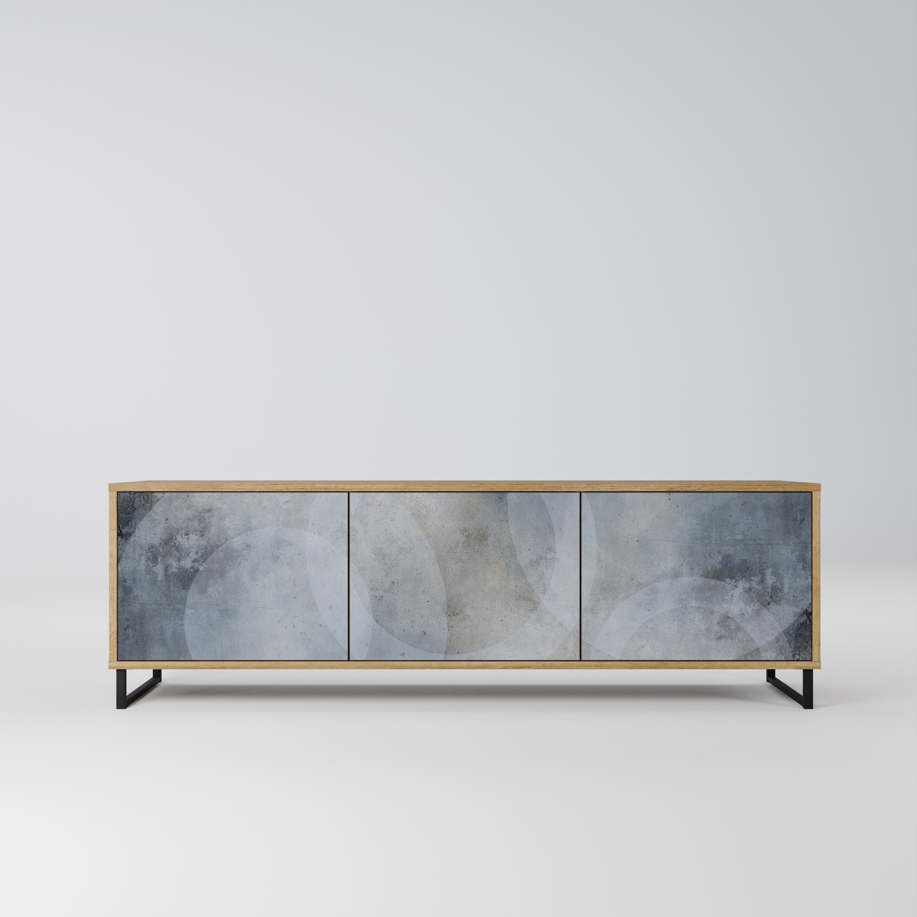 Meuble TV 3 portes MUTED ARC effet chêne