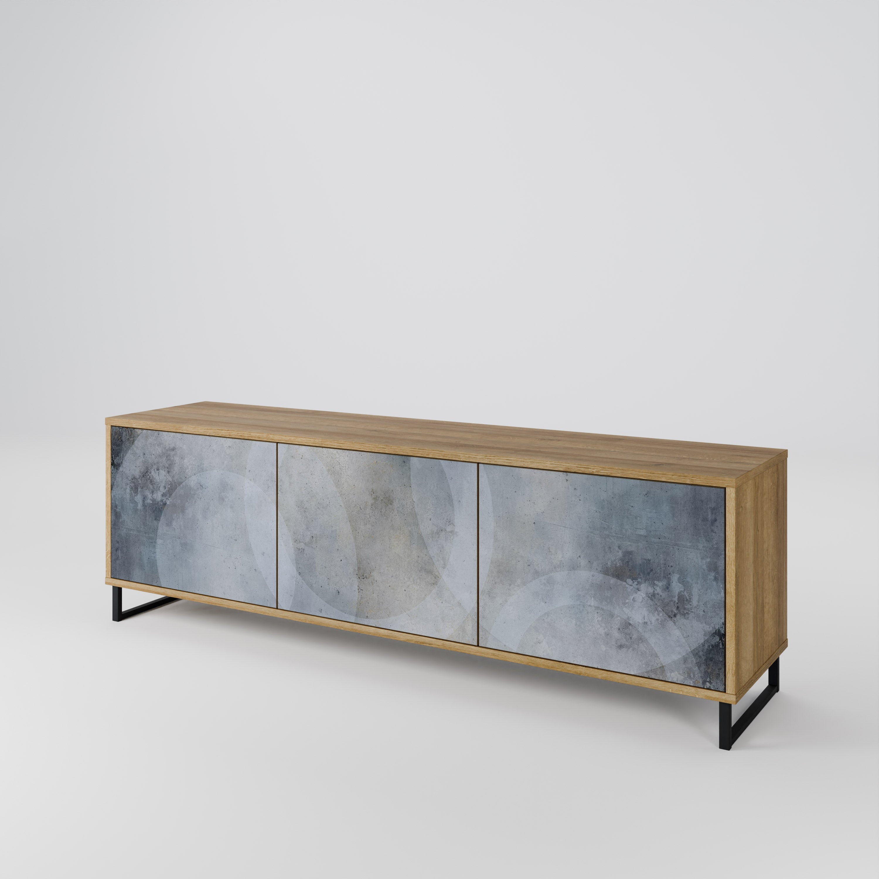 Meuble TV 3 portes MUTED ARC effet chêne