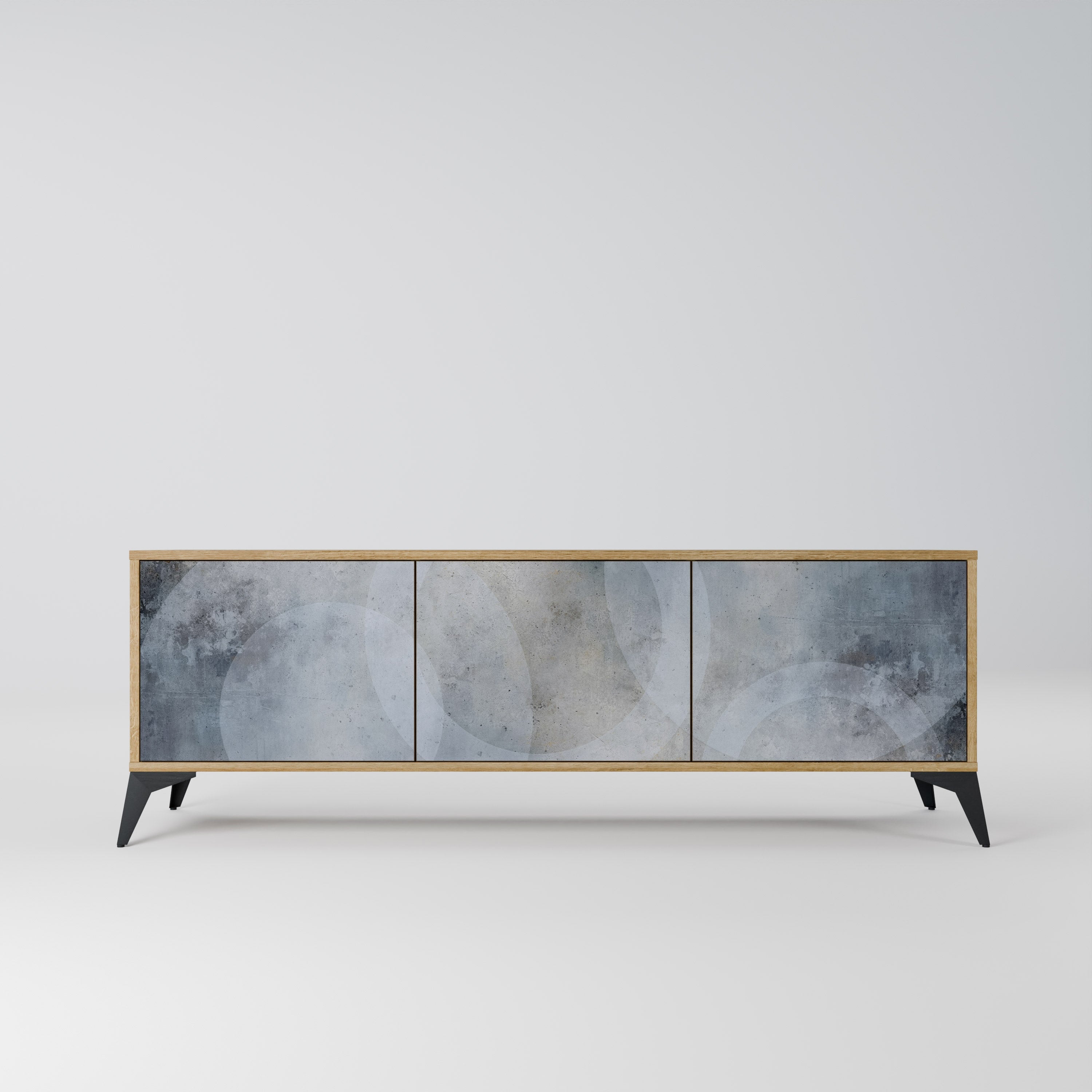 Meuble TV 3 portes MUTED ARC effet chêne