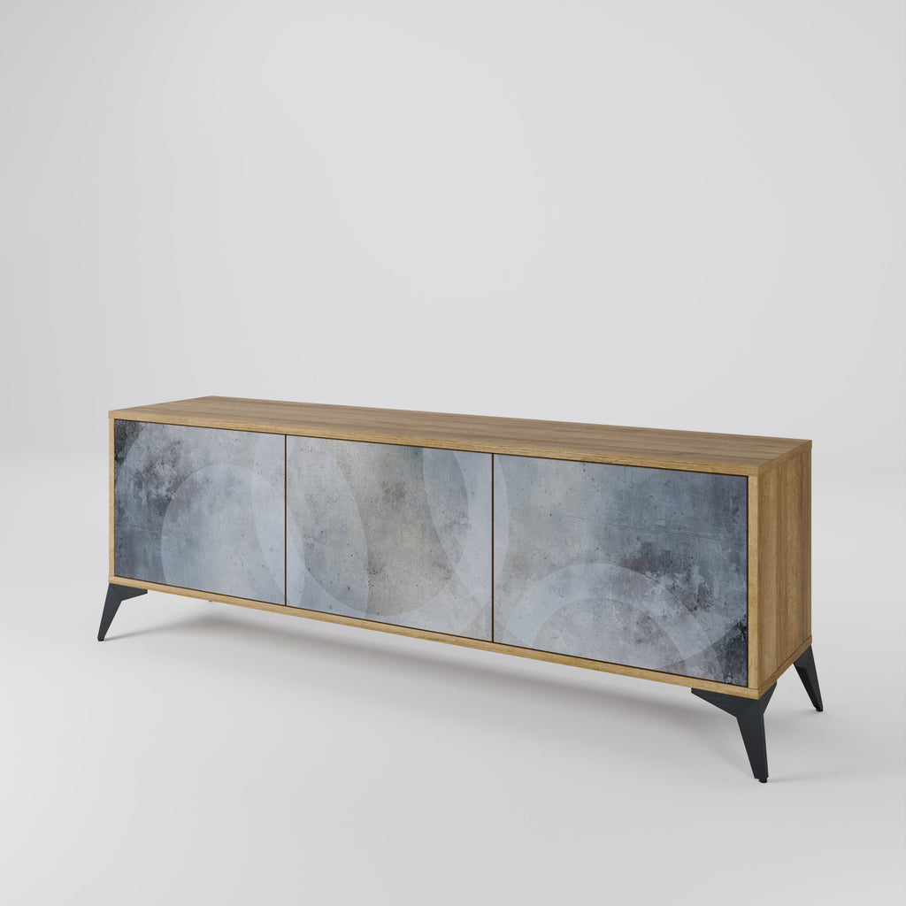 Meuble TV 3 portes MUTED ARC effet chêne