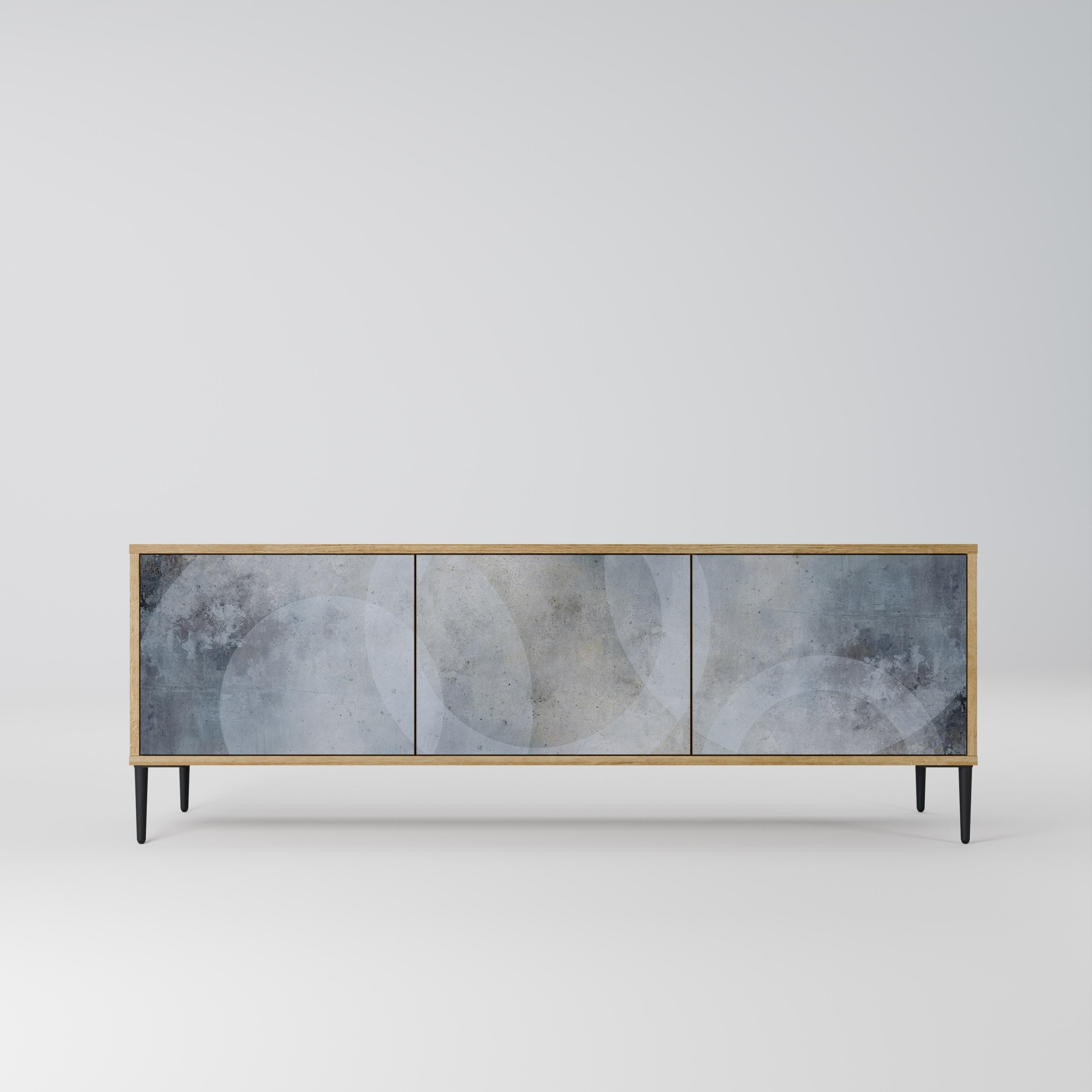 Meuble TV 3 portes MUTED ARC effet chêne