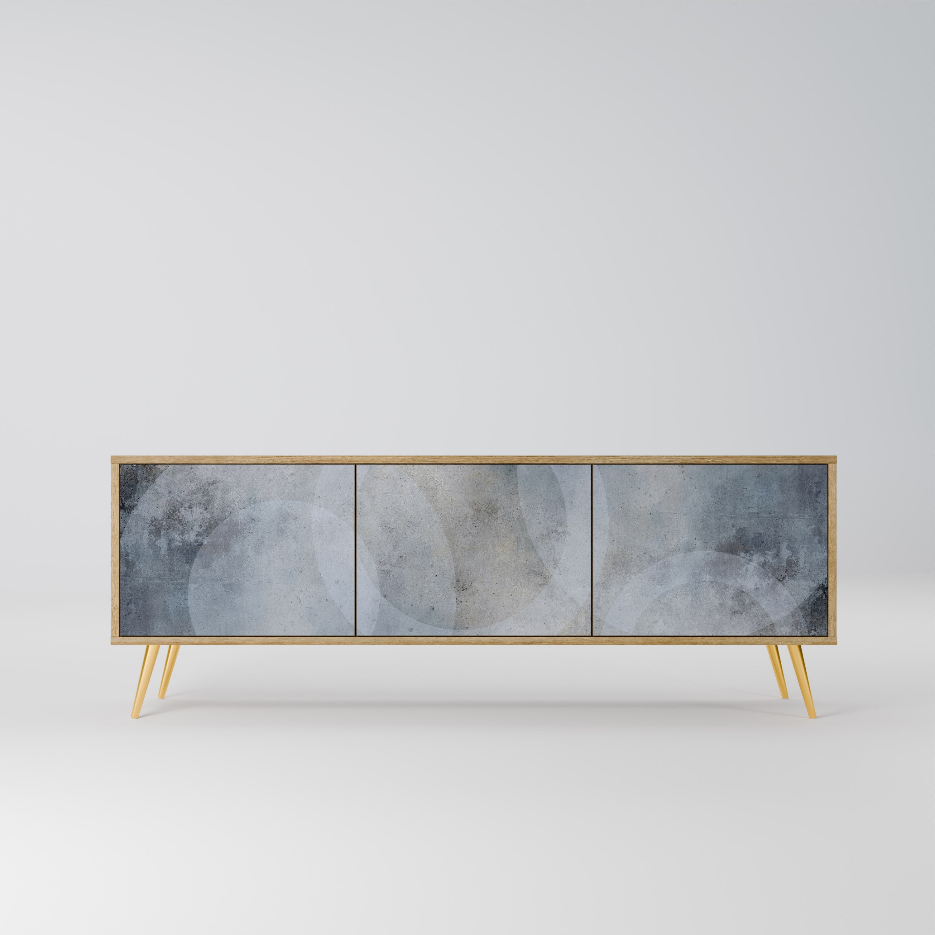 Meuble TV 3 portes MUTED ARC effet chêne