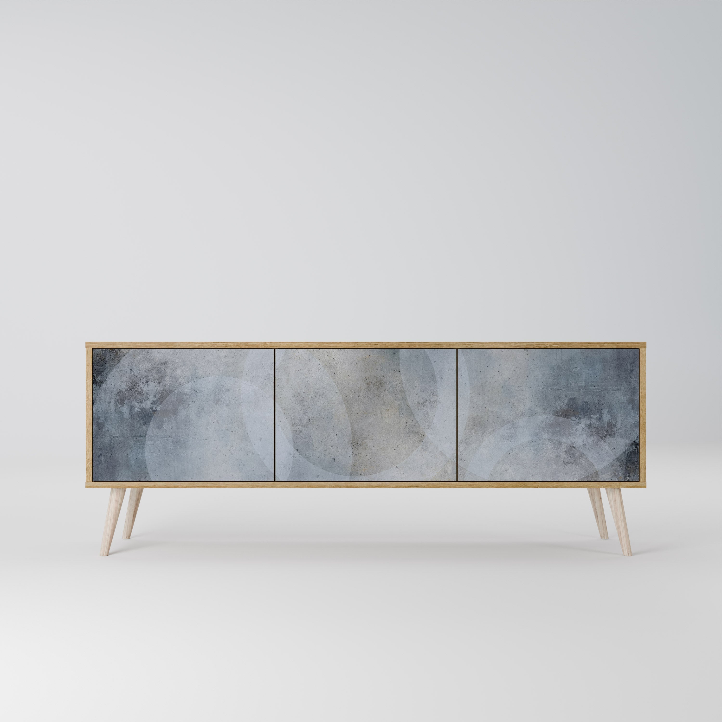 Meuble TV 3 portes MUTED ARC effet chêne