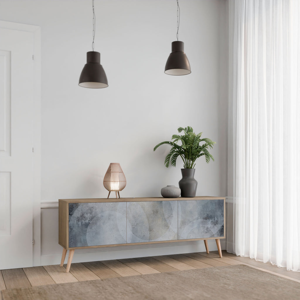 Meuble TV 3 portes MUTED ARC effet chêne