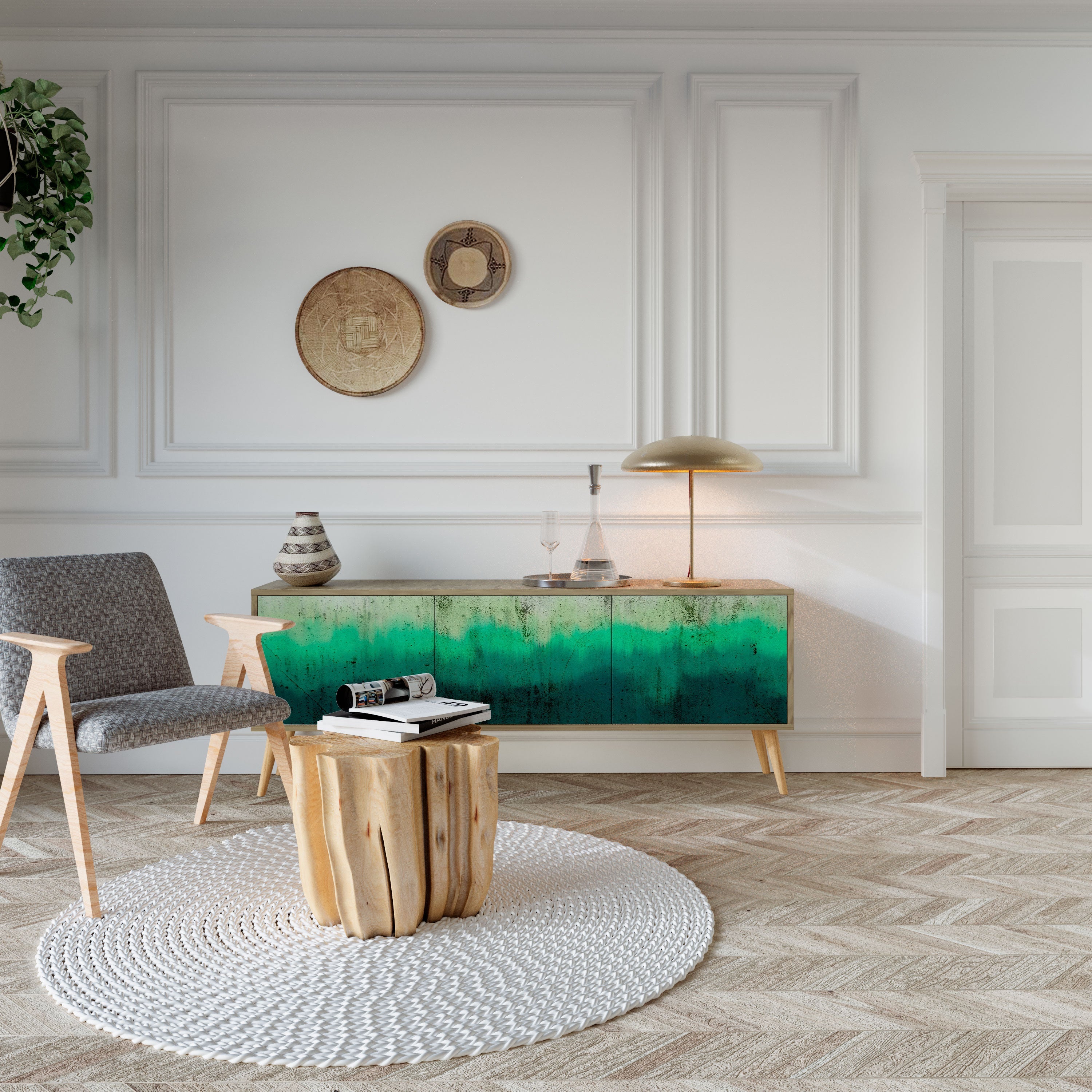 Meuble TV 3 portes NORTHERN LIGHTS effet chêne