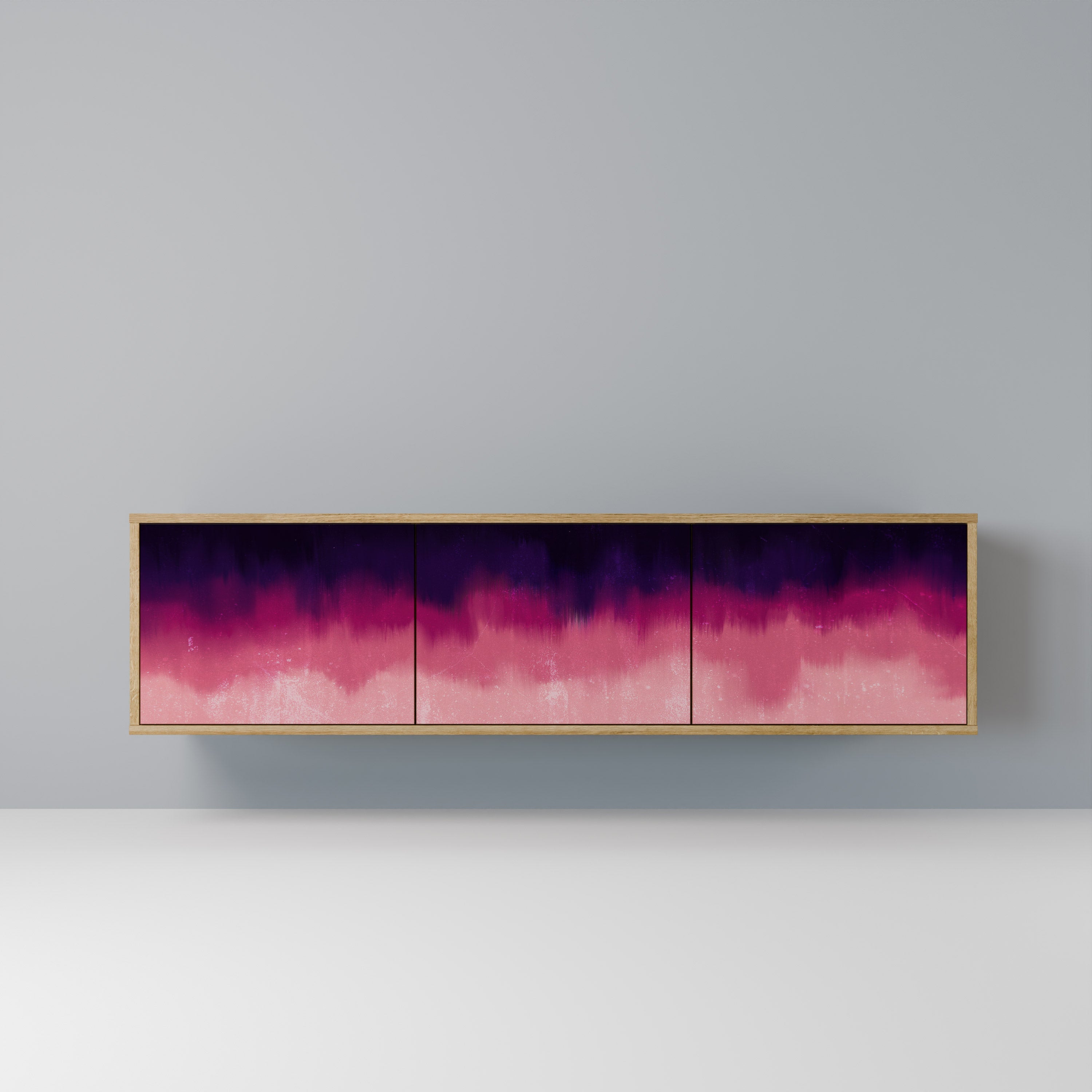 Meuble TV 3 portes AURORA BOREALIS effet chêne