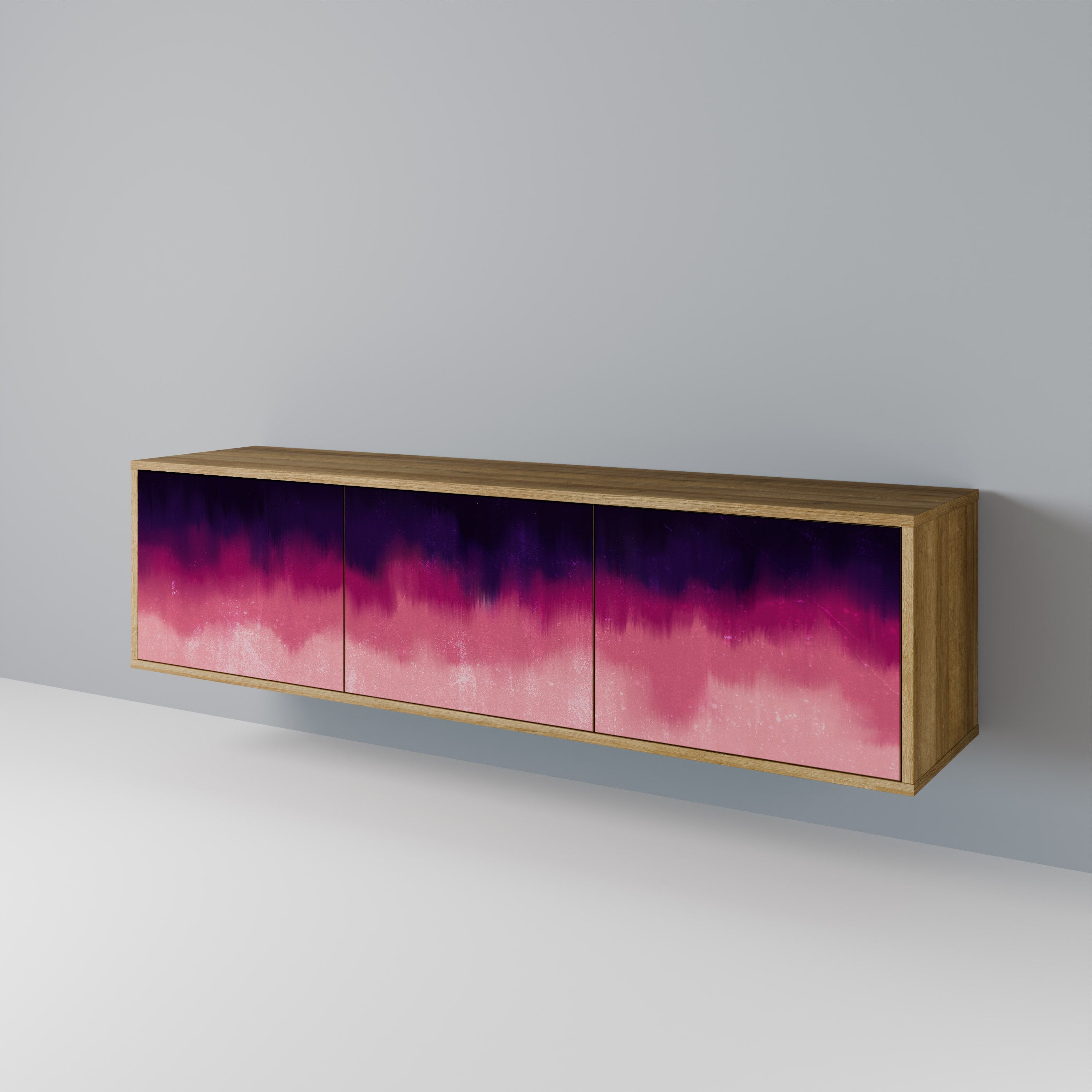 Meuble TV 3 portes AURORA BOREALIS effet chêne