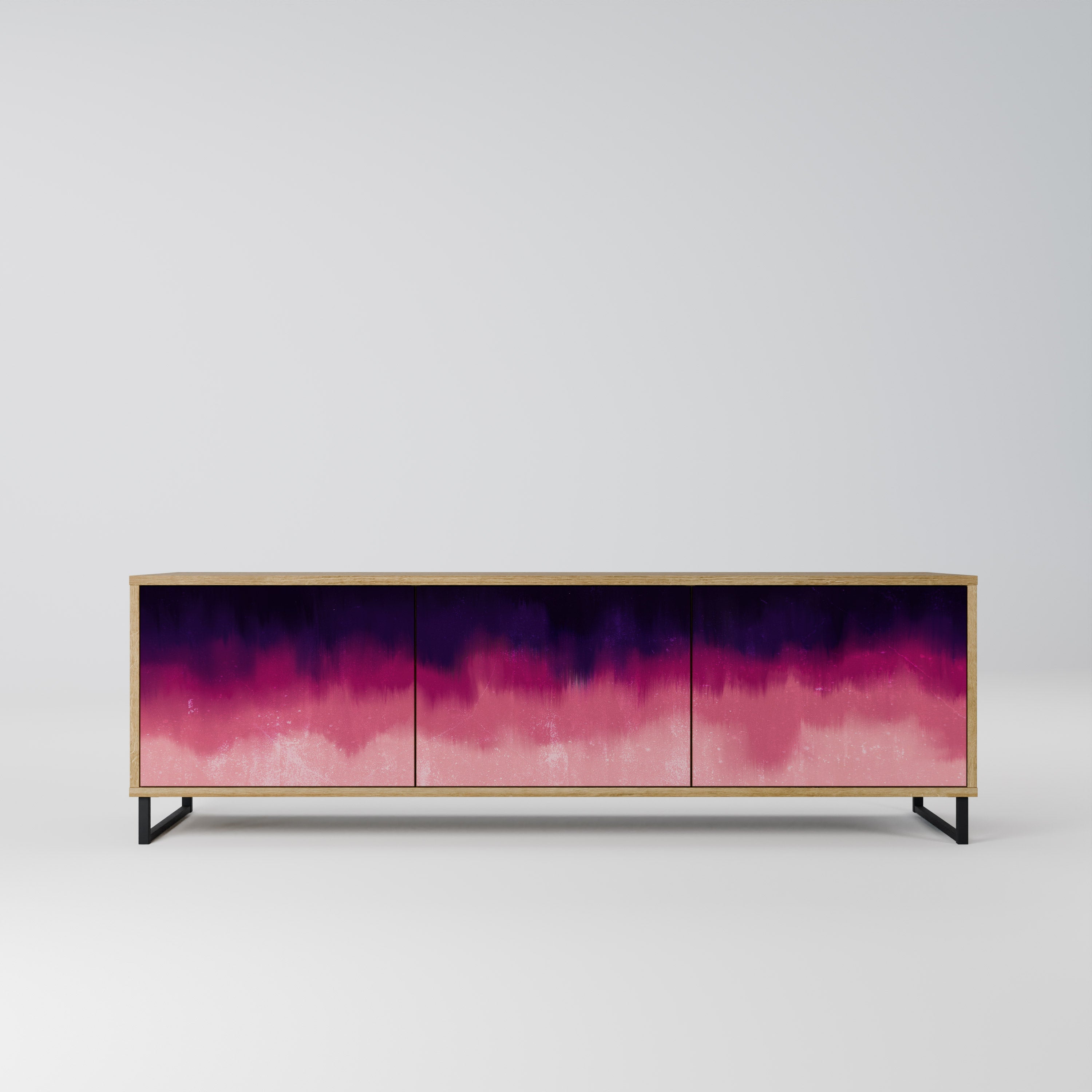 Meuble TV 3 portes AURORA BOREALIS effet chêne