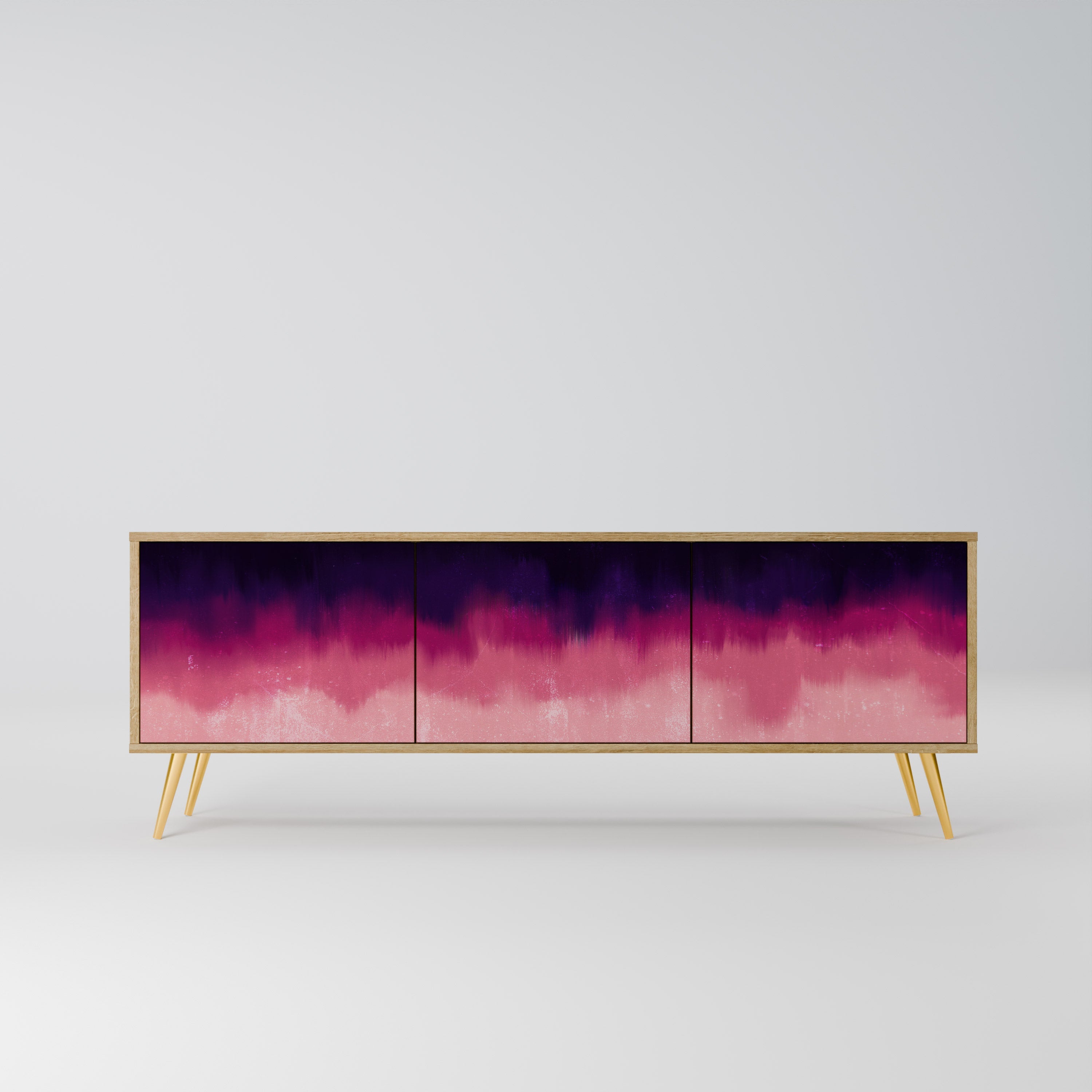 Meuble TV 3 portes AURORA BOREALIS effet chêne