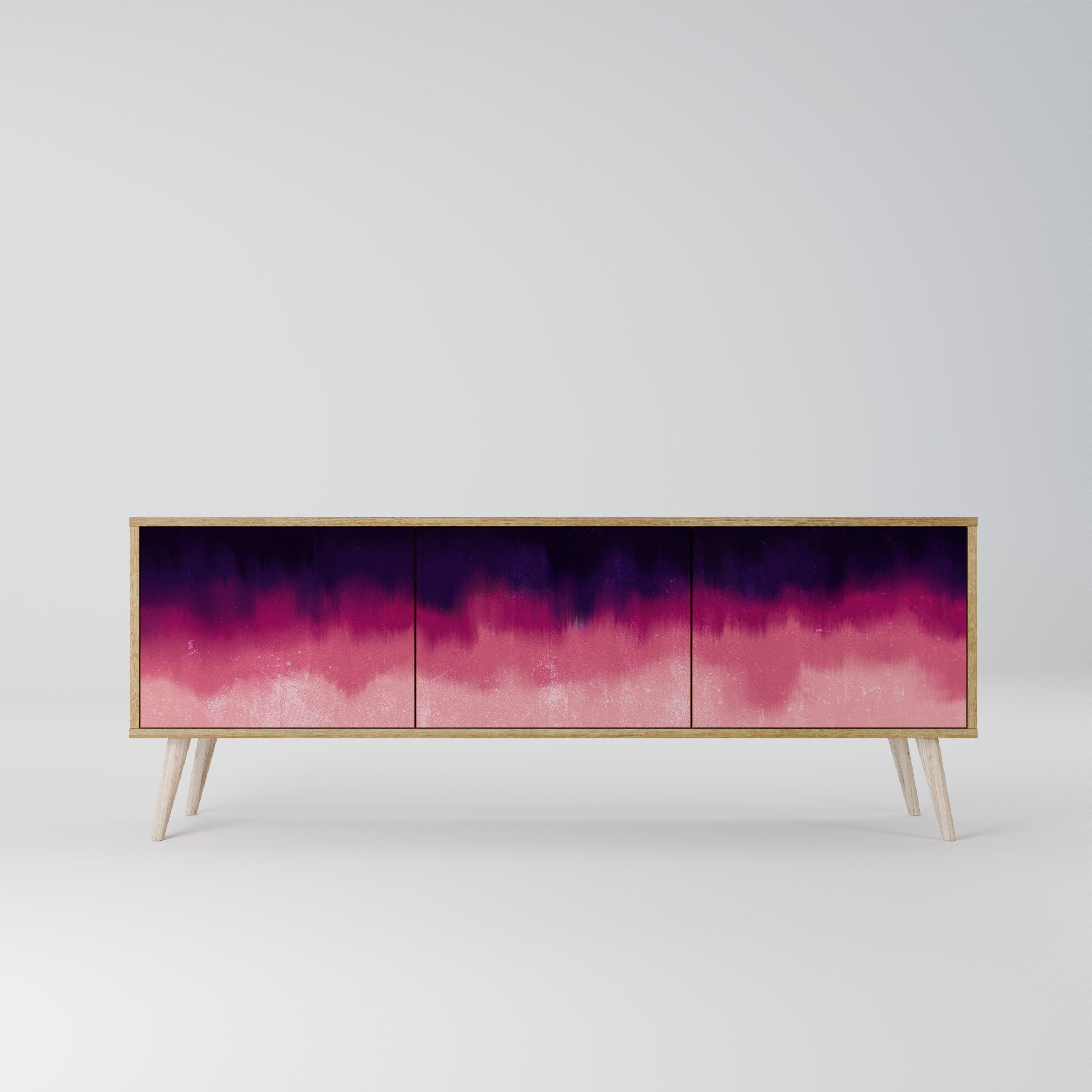 Meuble TV 3 portes AURORA BOREALIS effet chêne